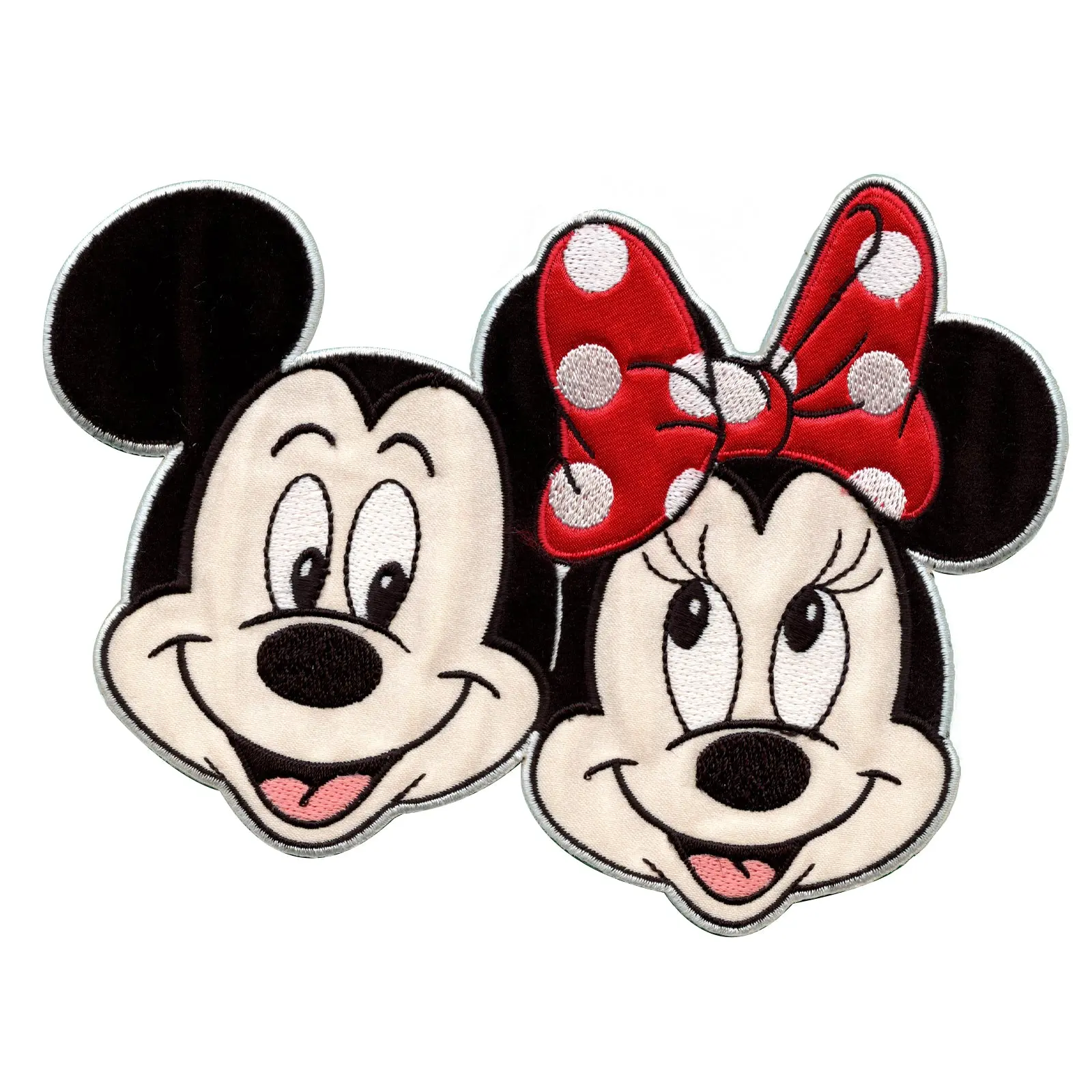 Mickey And Minnie Head Embroidered Applique Iron On Patch
