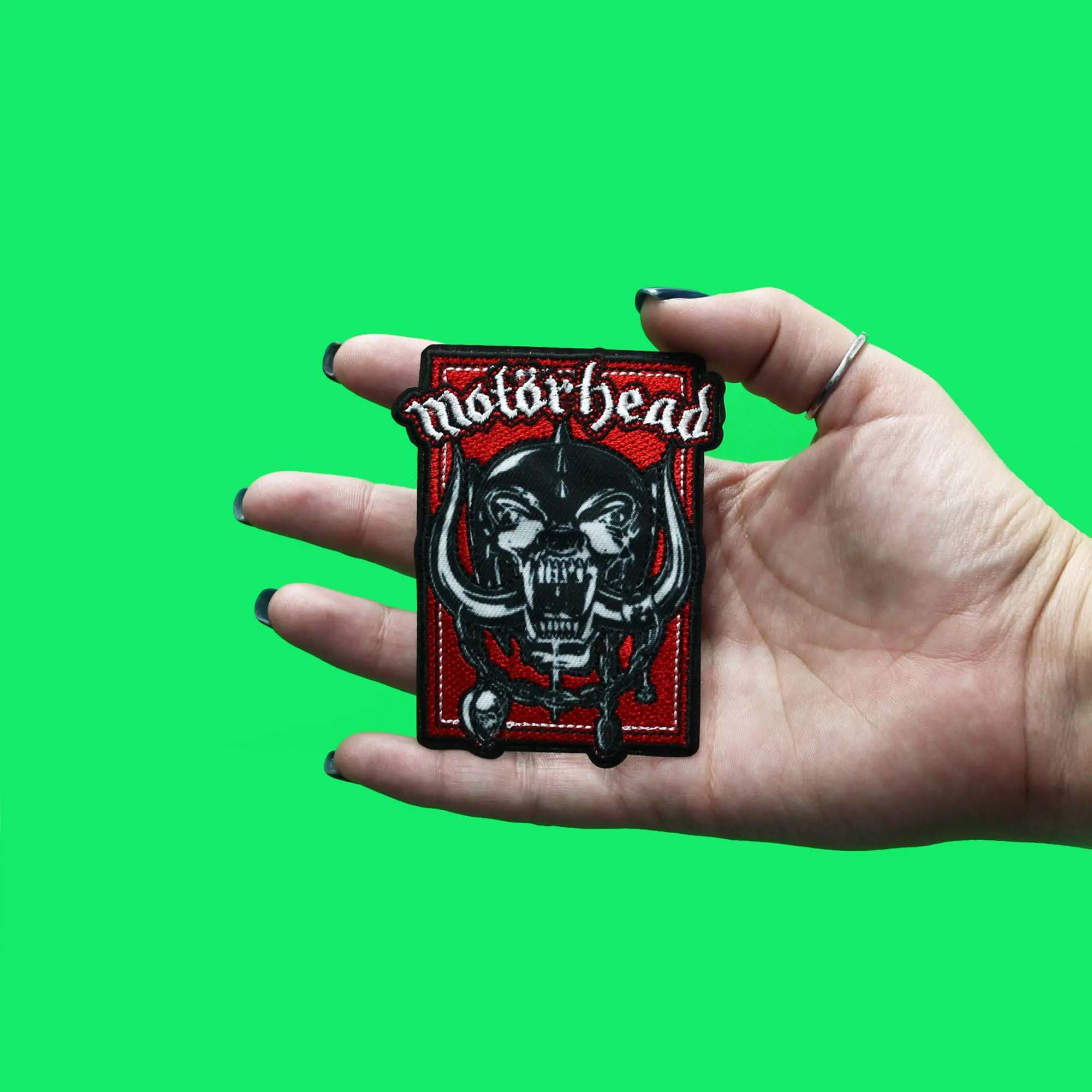 Motörhead Red Snaggletooth Patch Warpig Logo Embroidered Iron On - Image 2