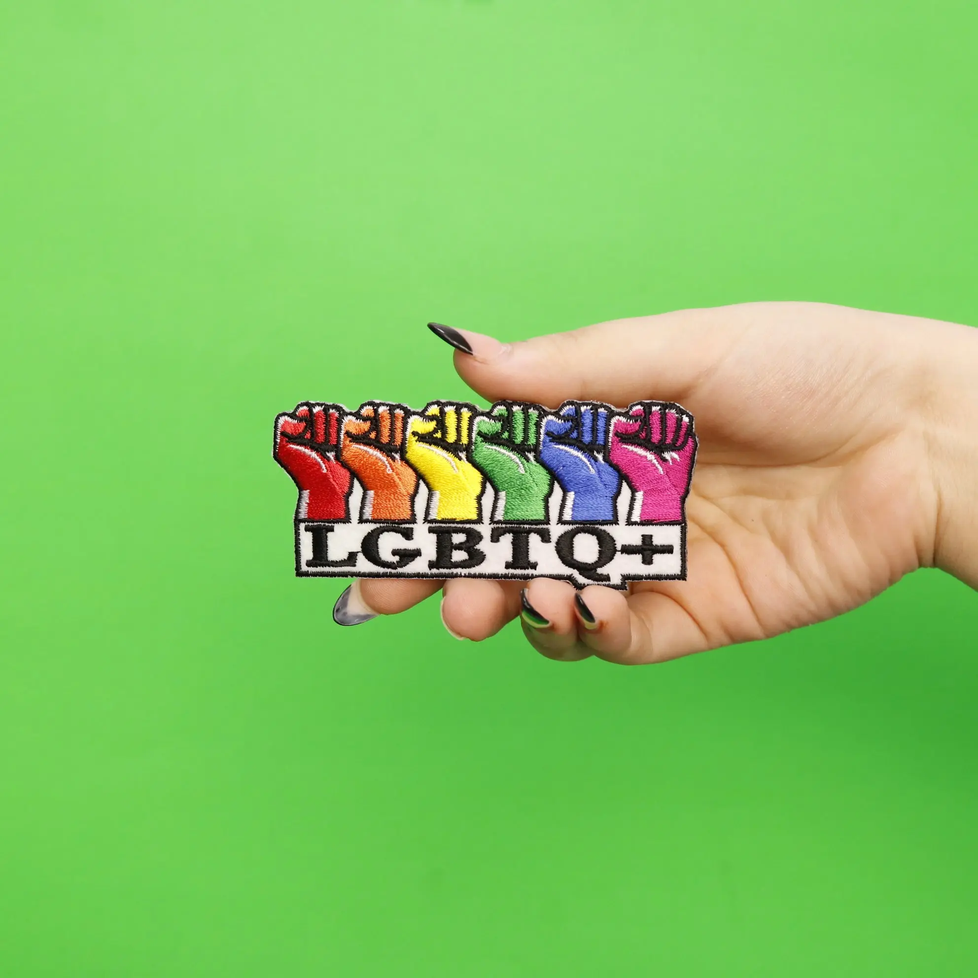 Multicolor LGBTQ+ Fist Embroidered Iron On Patch - Image 2