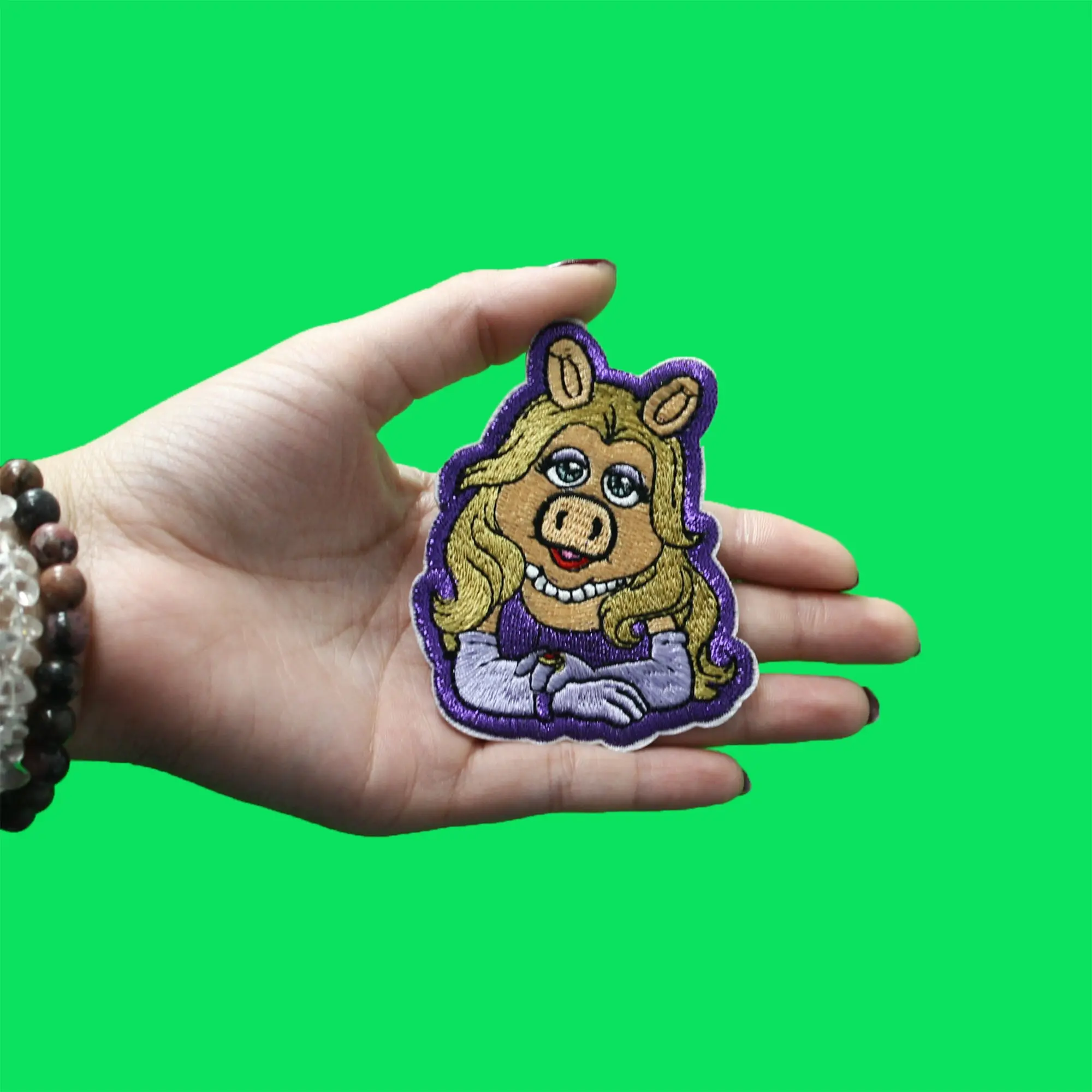 Muppets Miss Piggy Portrait Patch Kids Puppet Disney Embroidered Iron On - Image 3