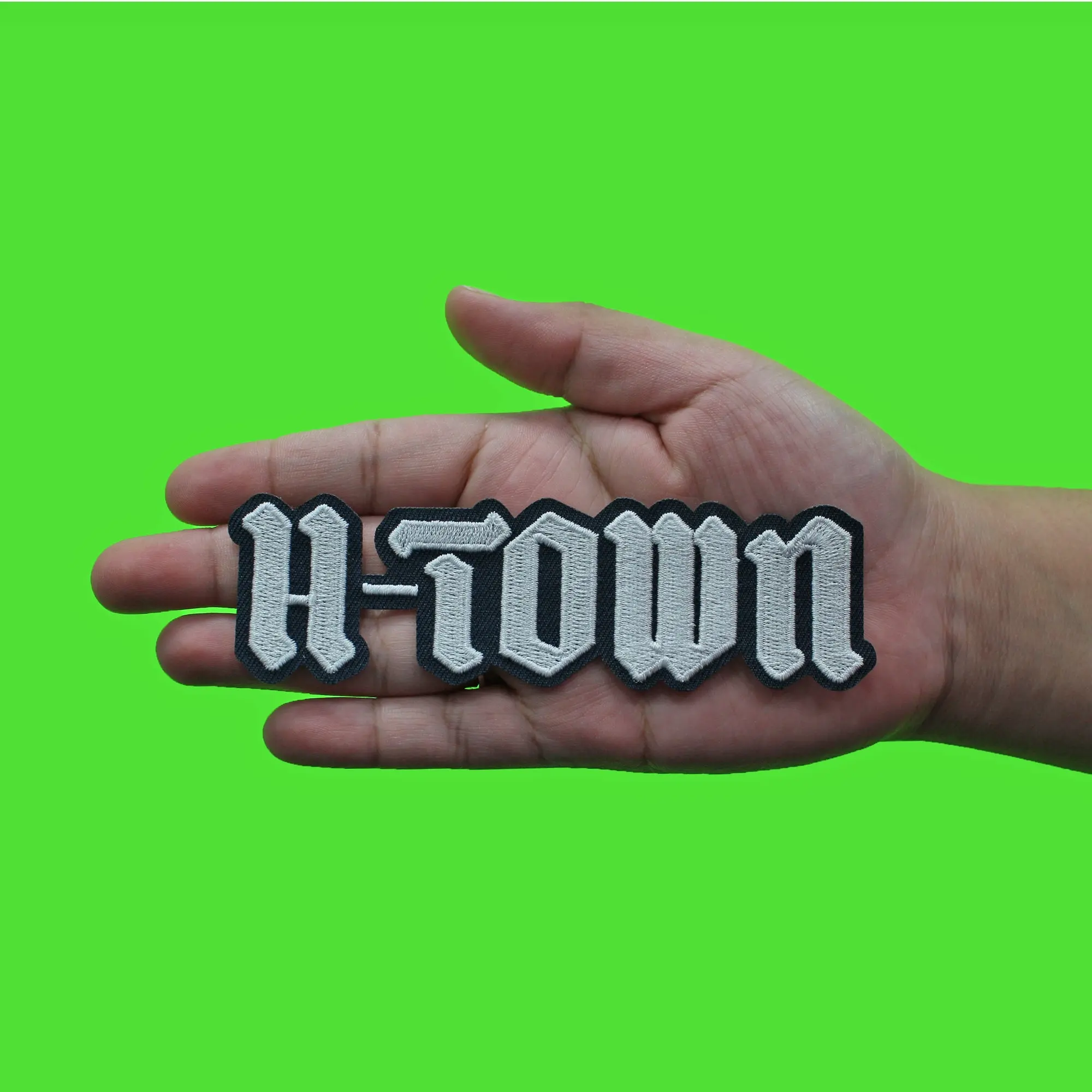Navy H-Town Houston Patch Old English Script Embroidered Iron on - Image 2