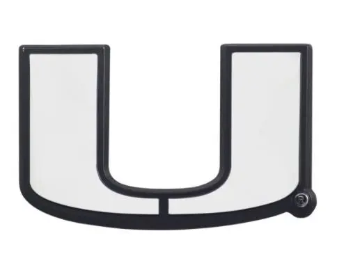 University of Miami Hurricanes U Logo Solid Metal Auto Chrome Emblem