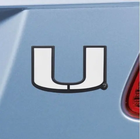 University of Miami Hurricanes U Logo Solid Metal Auto Chrome Emblem - Image 2