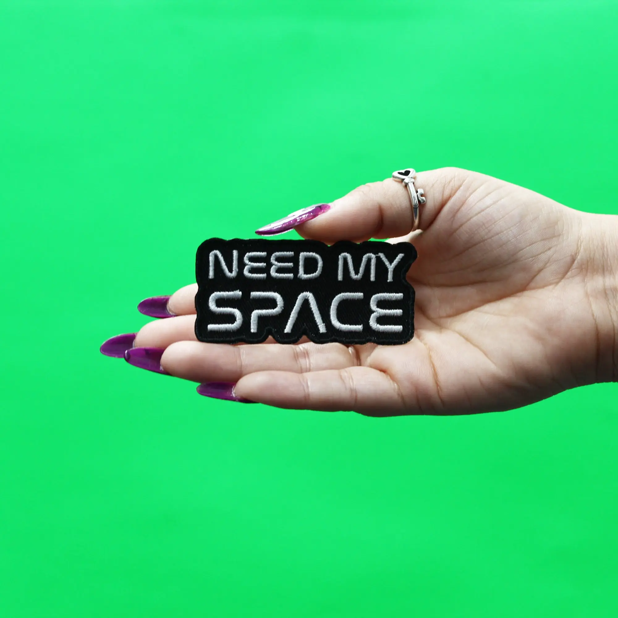 Need My Space Patch Outer Space Font Embroidered Iron On - Image 2
