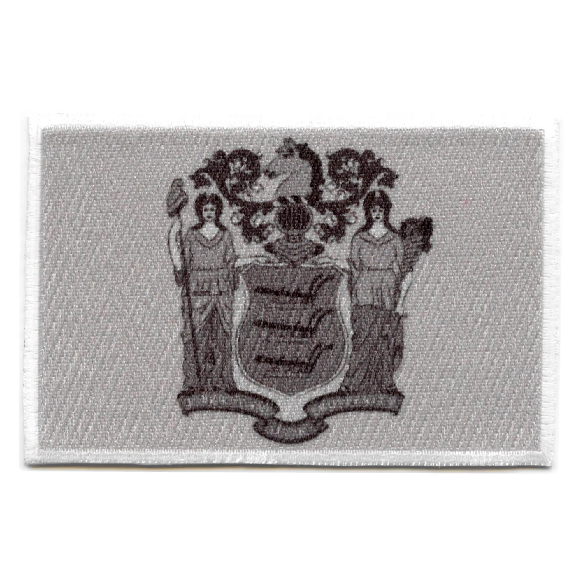 New Jersey Patch State Flag Grayscale Embroidered Iron On