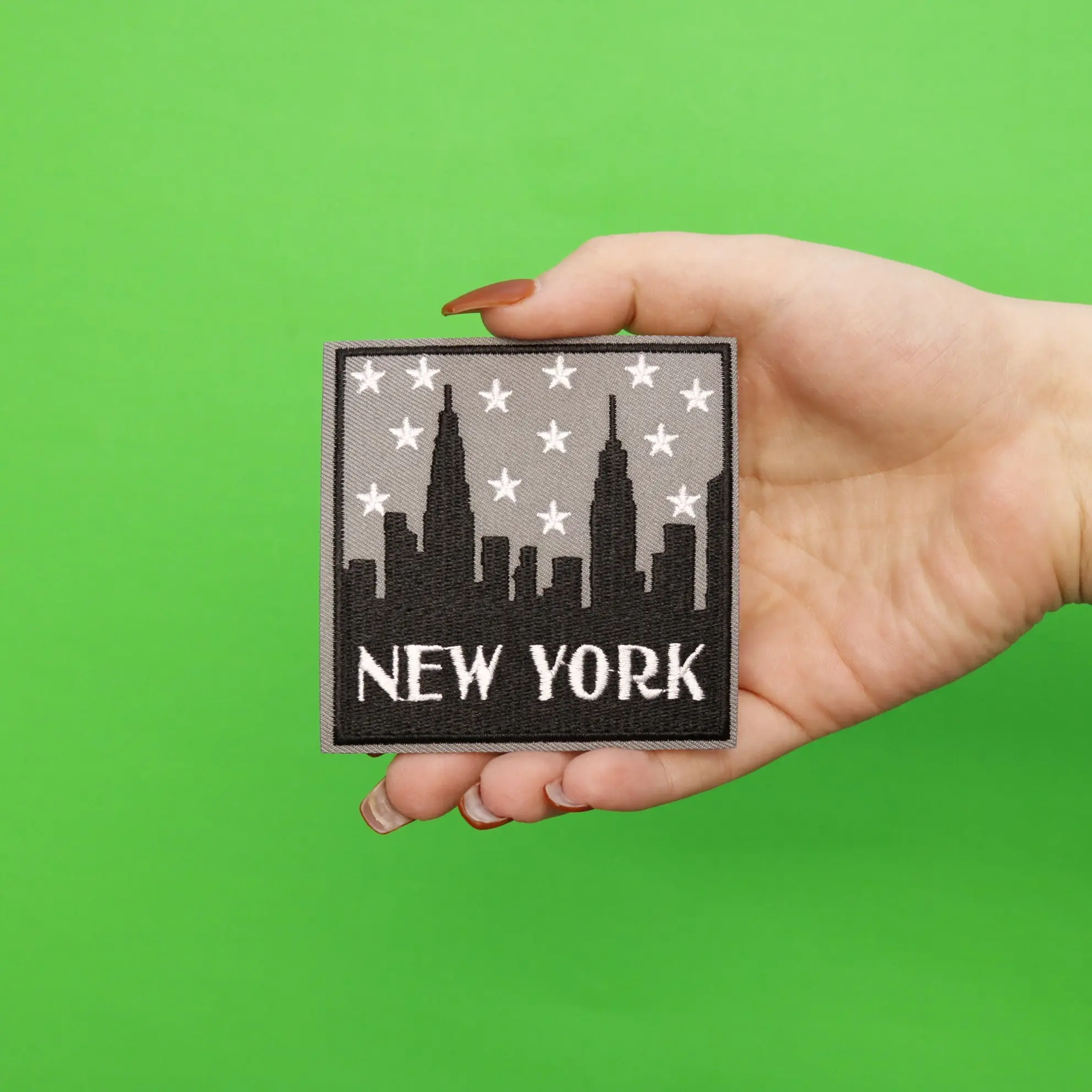 New York Skyline Silhouette With Stars Iron On Patch - Image 2