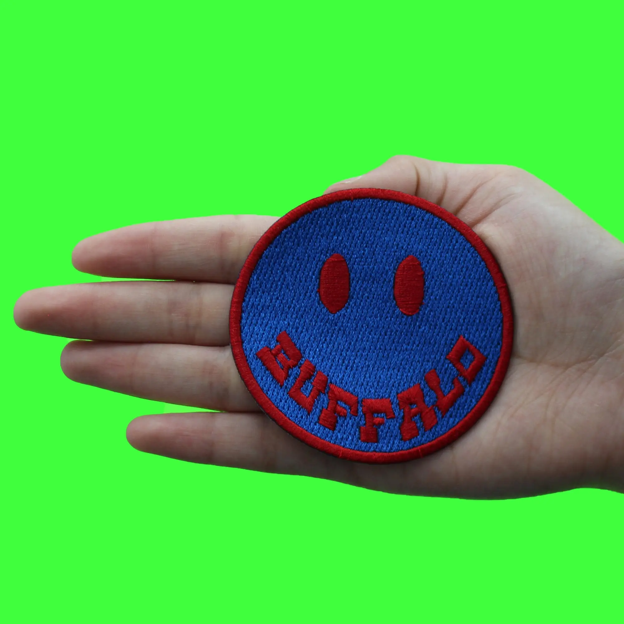 Buffalo New York Smiley Face Patch City Blue Embroidered Iron on - Image 2