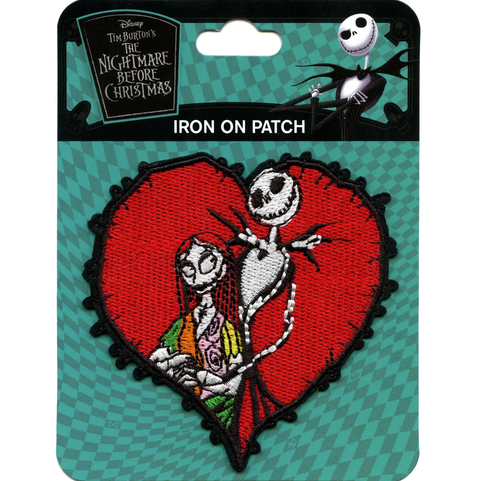 Nightmare Before Christmas Jack Skellington and Sally Heart Disney Iron On Applique Patch - Image 2