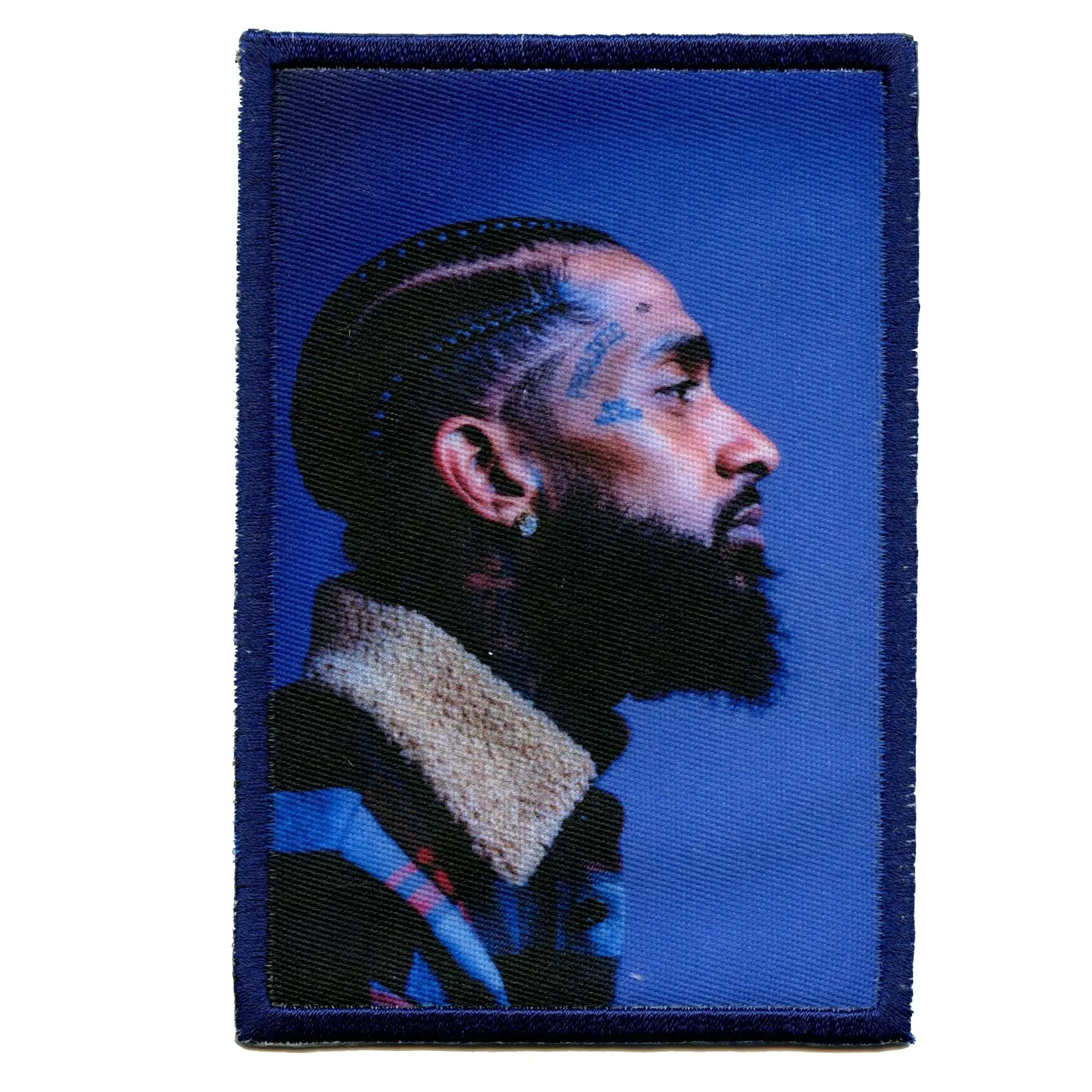 Nipsey Hussle "Prolific" Side Portrait Blue R.I.P Iron On Foto Patch