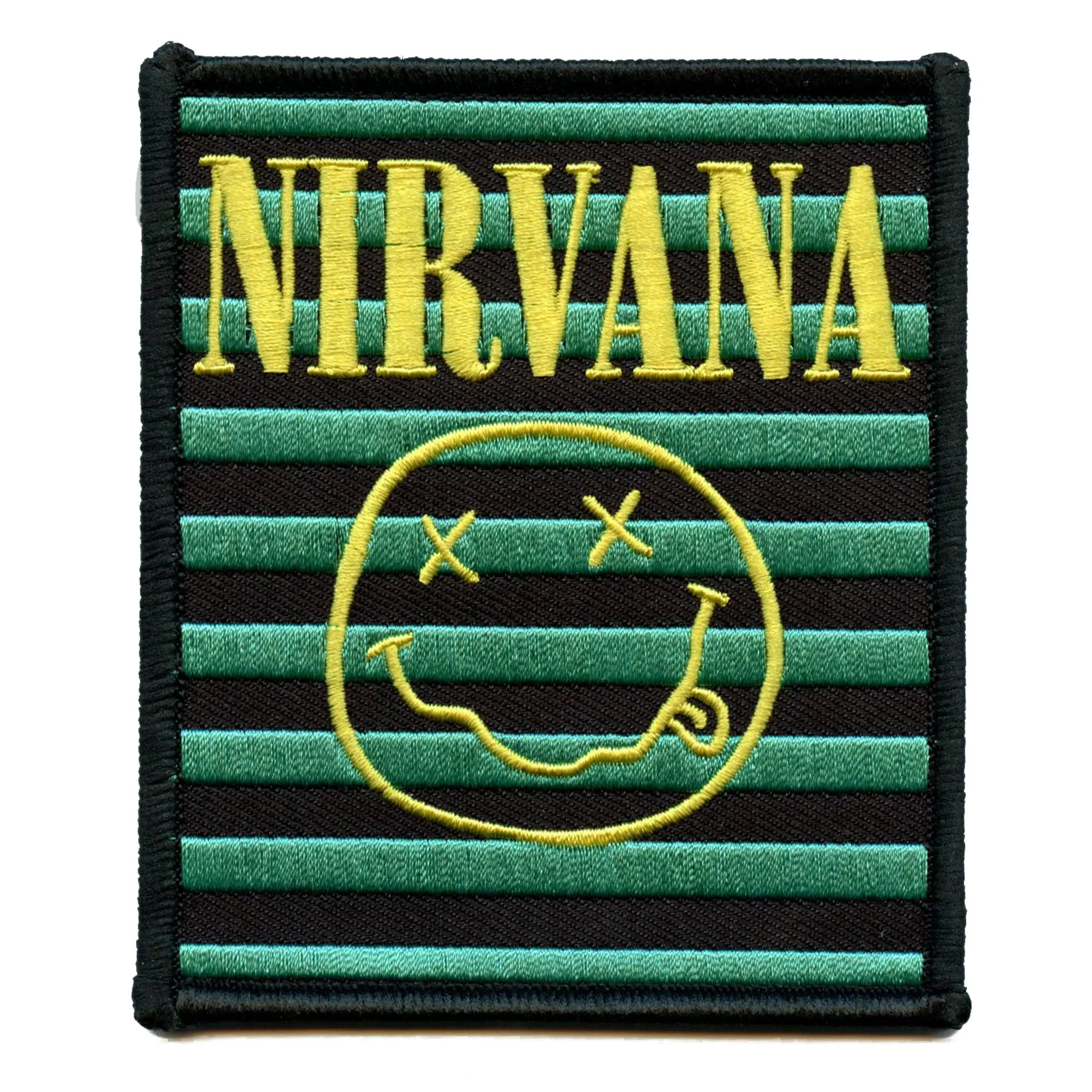Nirvana Happy Face & Stripes Patch Grunge Rock Band Embroidered Iron On