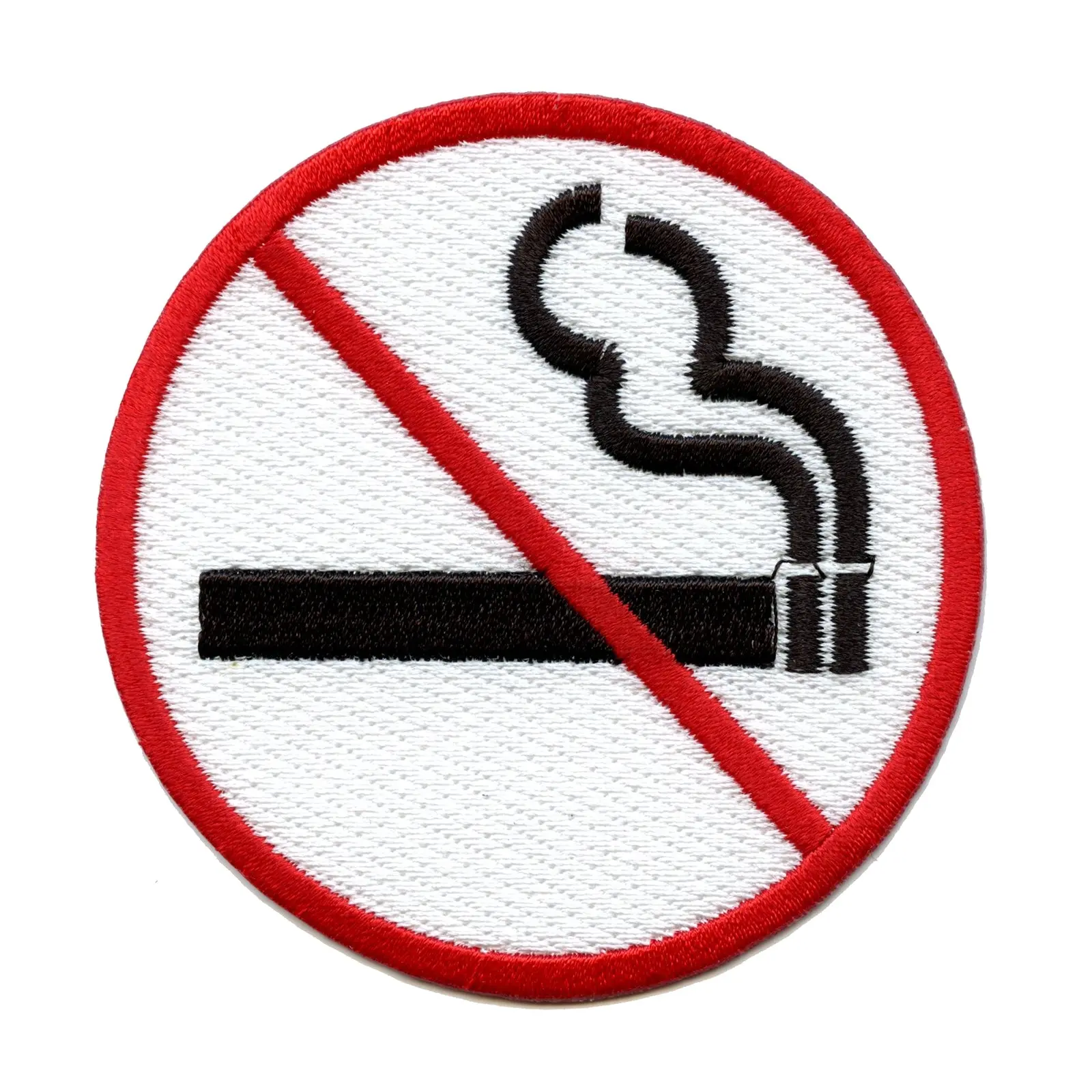 No Smoking Sign Logo Embroidered Iron On Patch