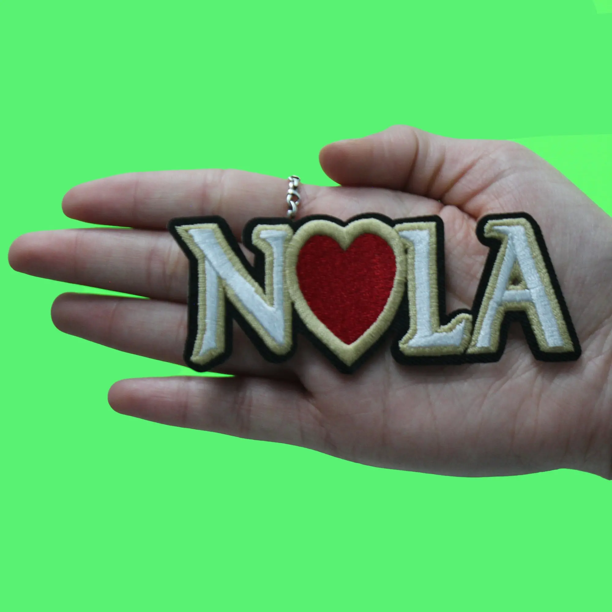 NOLA Heart Logo Patch New Orleans Logo Script Embroidered Iron On - Image 2