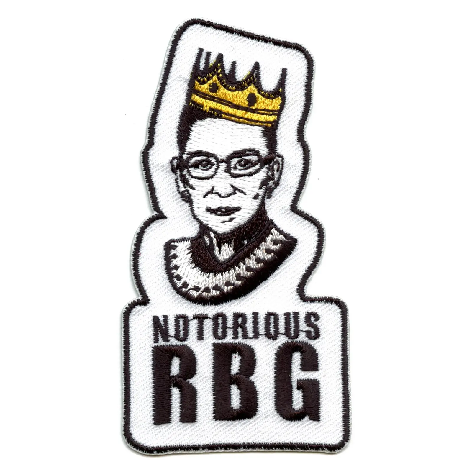 Notorious Ruth Bader Ginsburg Portrait With Crown Embroidered Iron On Patch