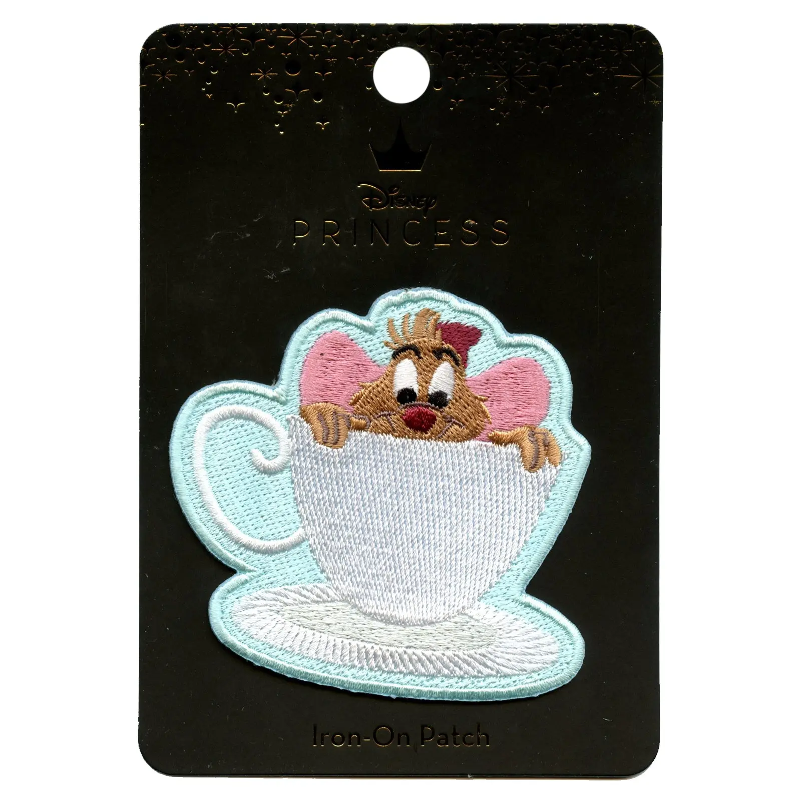 Official Cinderella Jaq In Tea Cup Embroidered Iron On Applique Patch - Image 2