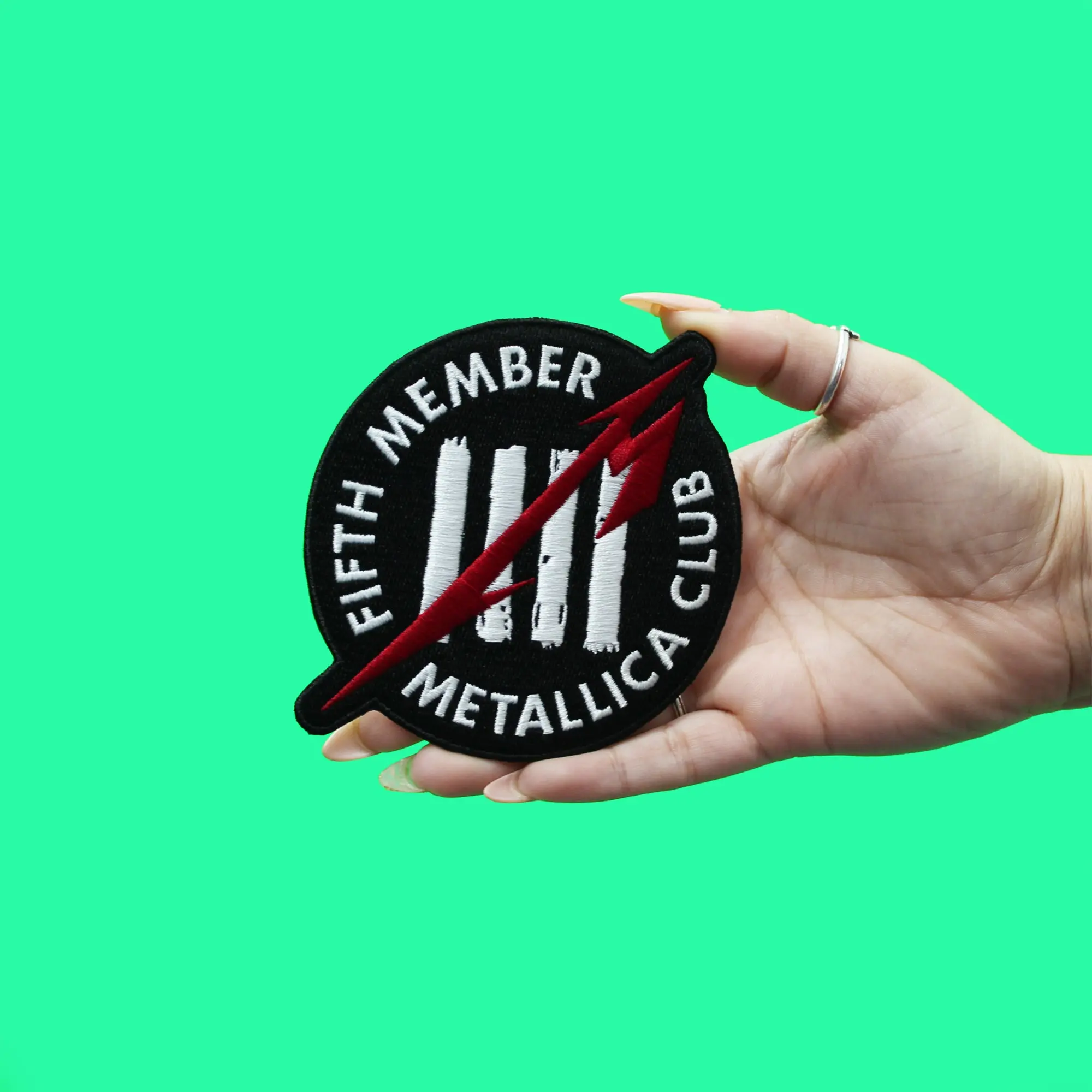 Official Metallica Patch Fifth Member Embroidered Iron On - Image 2