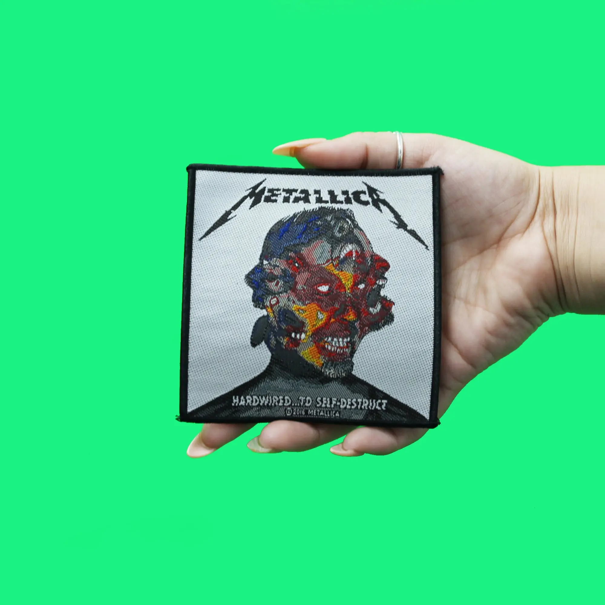 Official Metallica Rock Patch Hardwired Three Faces Woven Sew On - Image 3