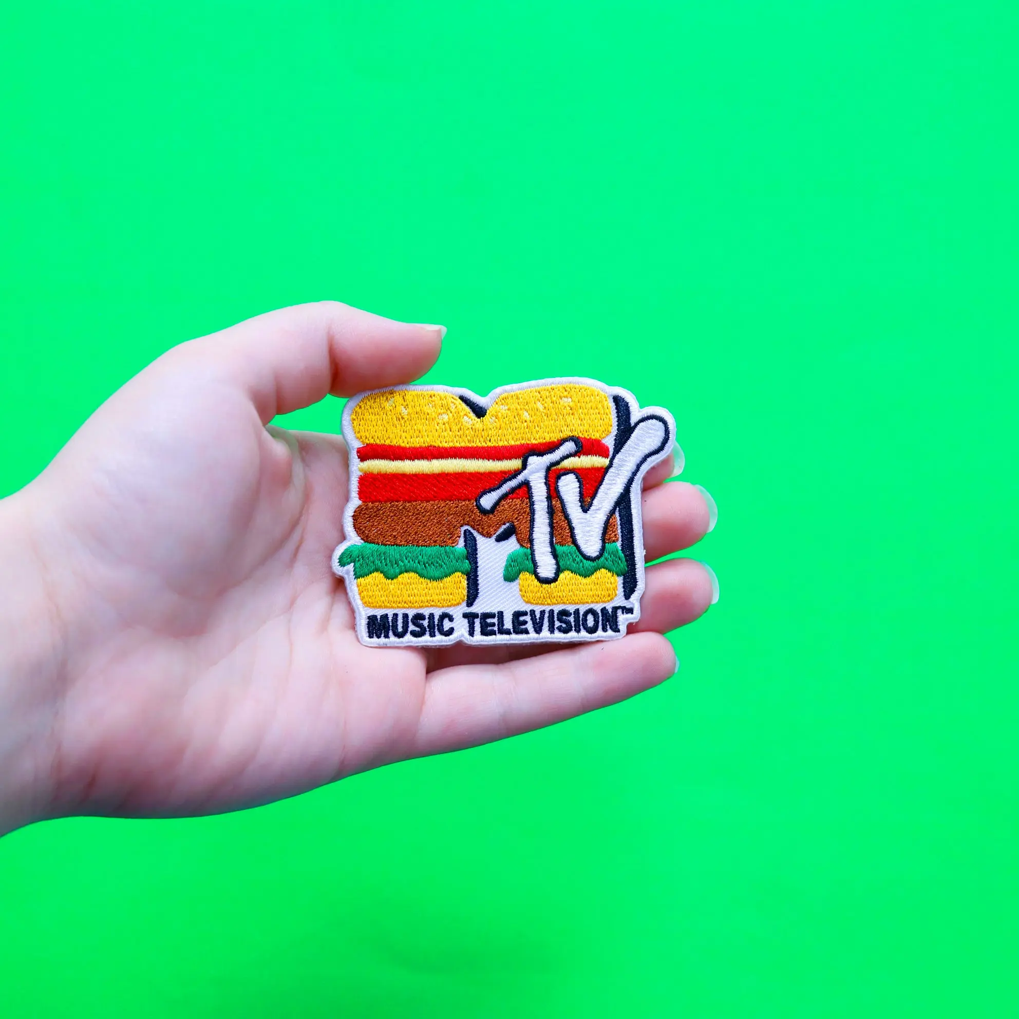 Official MTV Hamburger Logo Embroidered Iron On Patch - Image 3