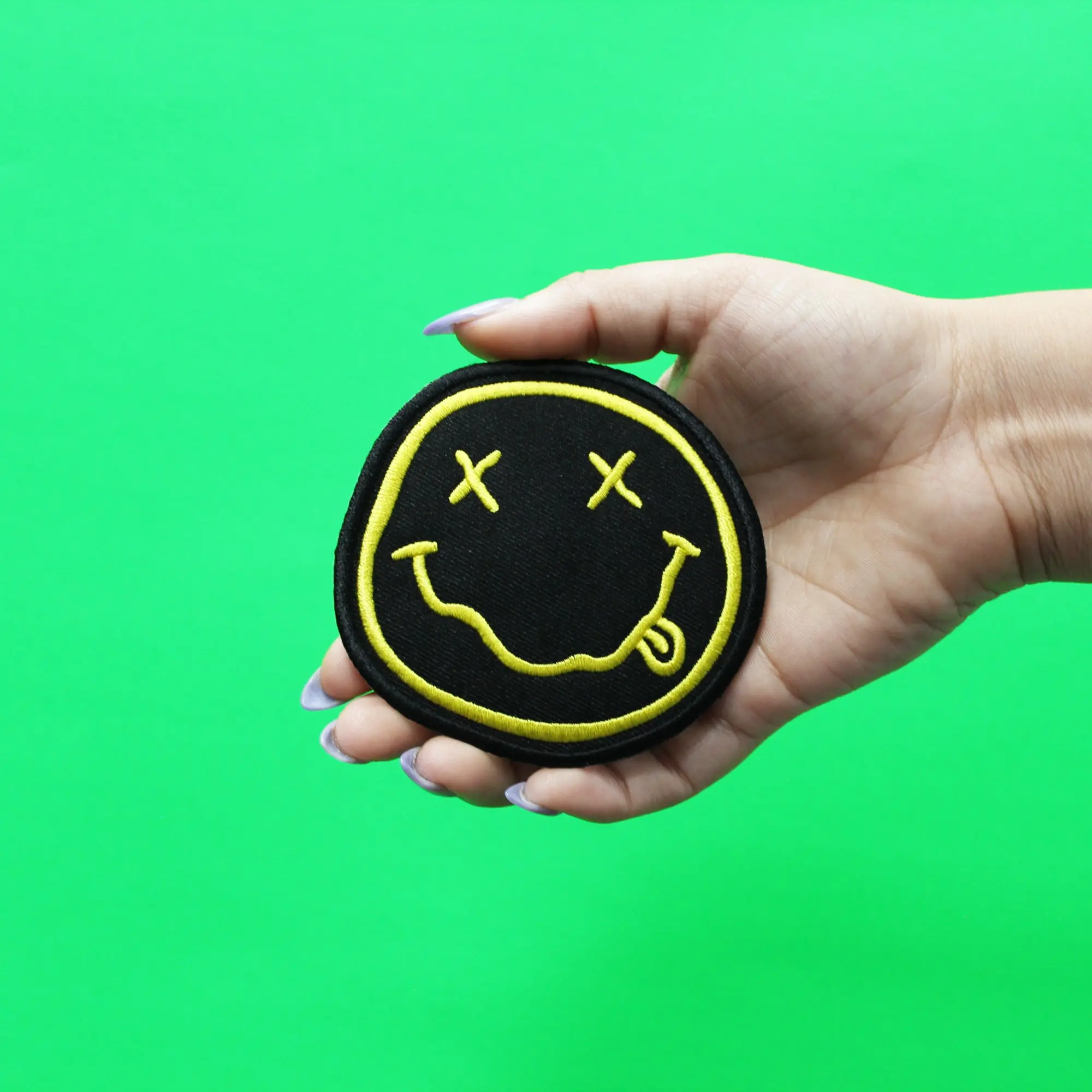 Official Nirvana Patch Large Smiley Face Logo Embroidered Iron On - Image 2