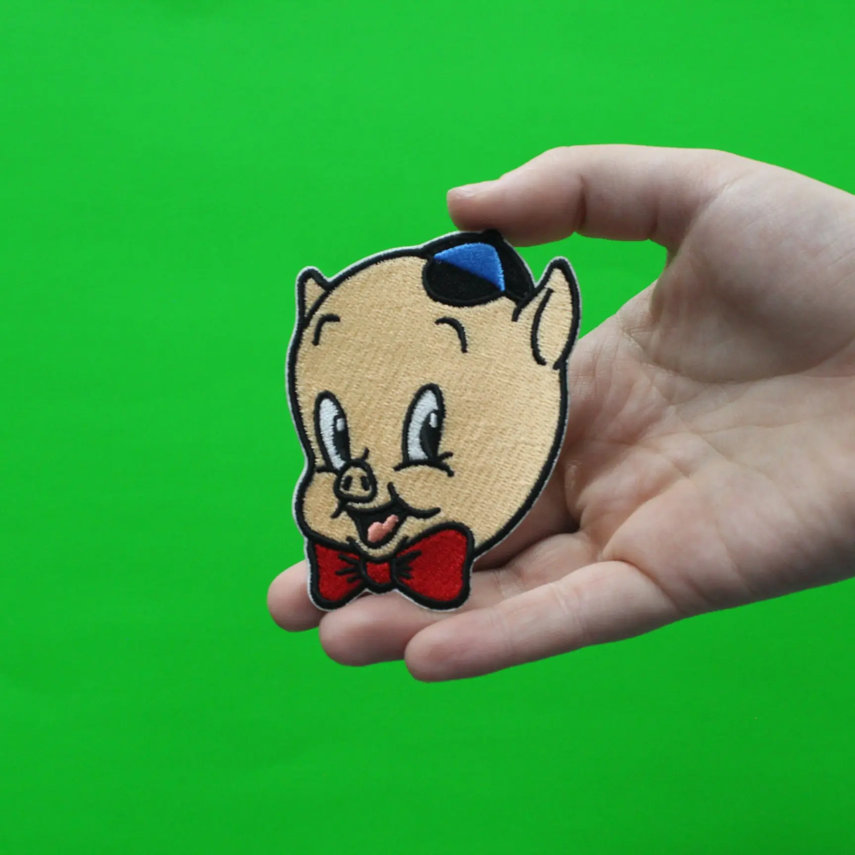 Official Porky the Pig Smiling Head Embroidered Iron On Patch - Image 2
