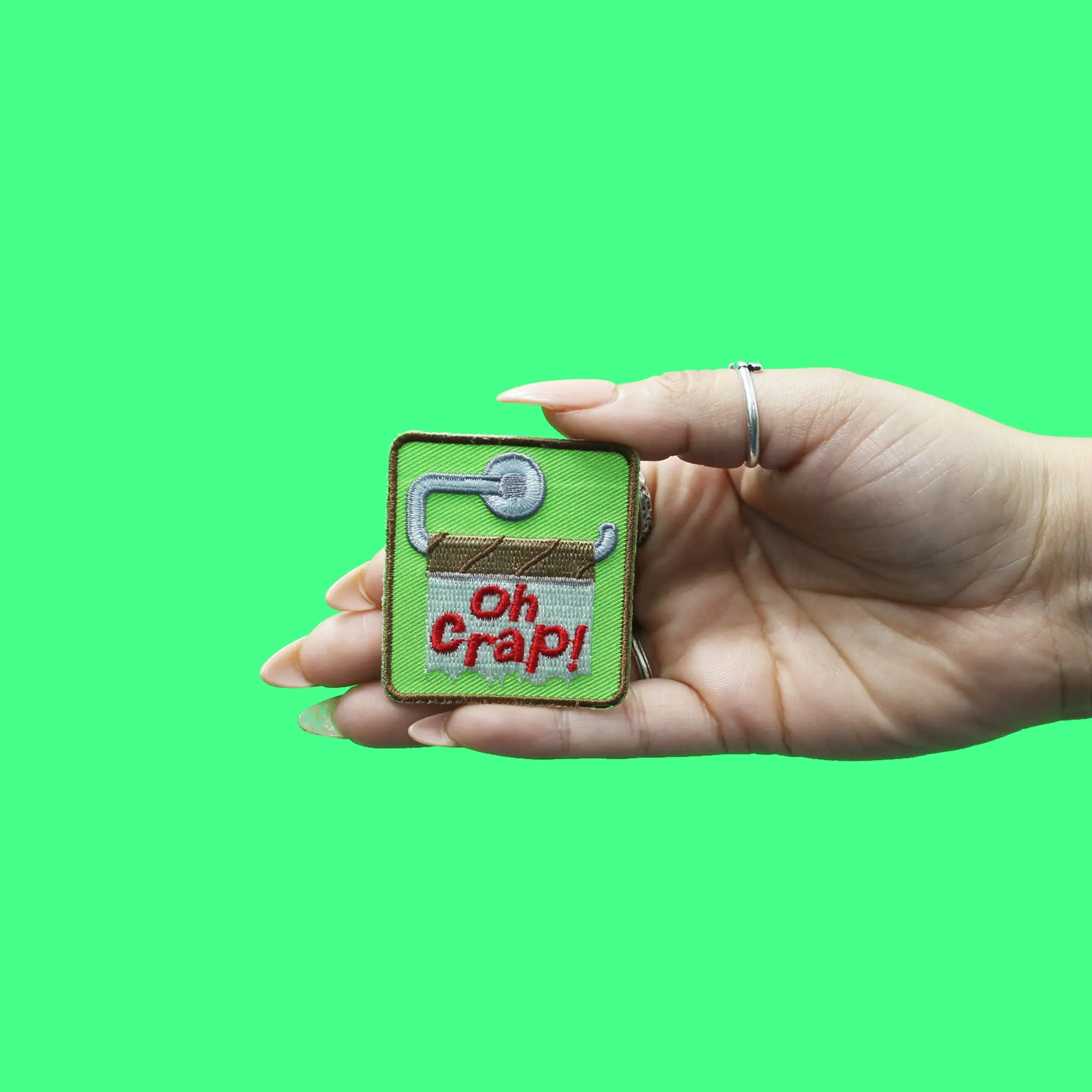 Oh Crap! Patch Toilet Paper Square Embroidered Iron On - Image 2