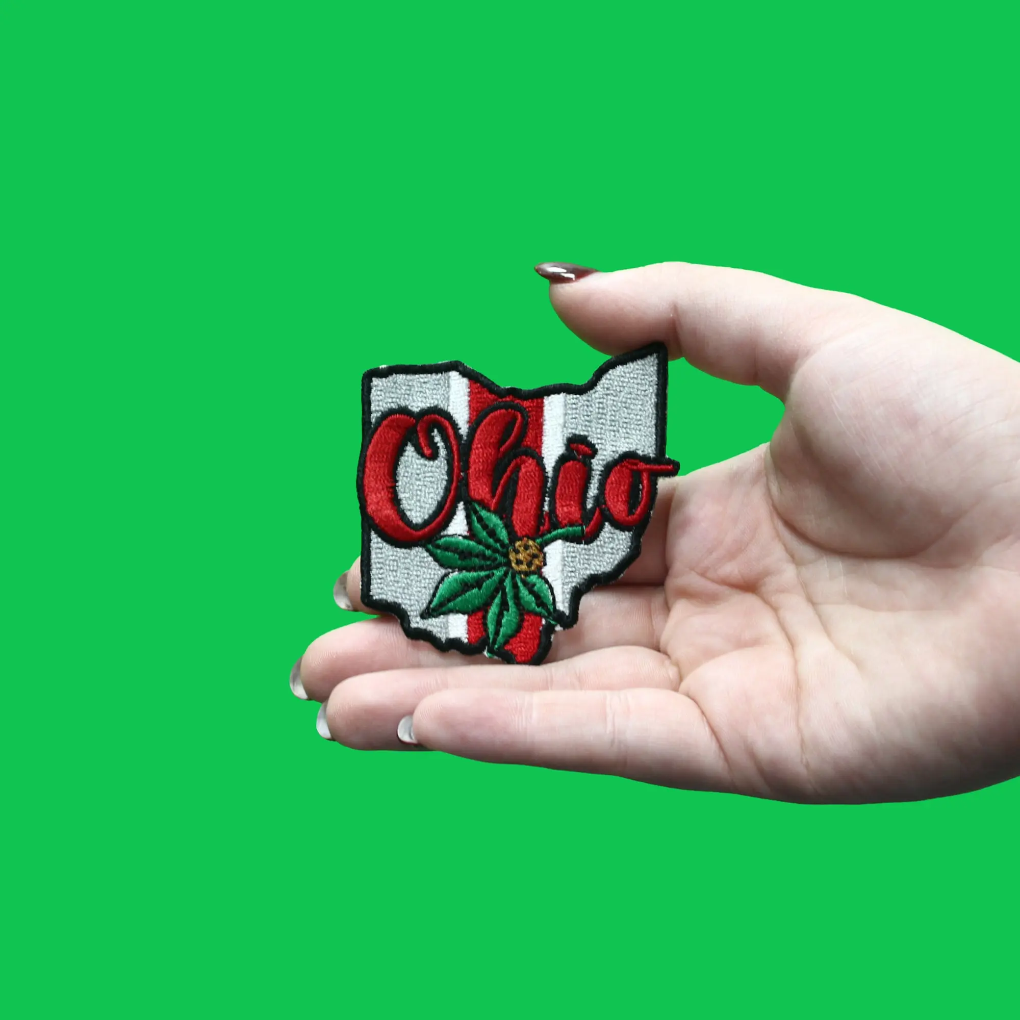 Ohio College Football State Patch Buckeye Embroidered Iron-On - Image 2