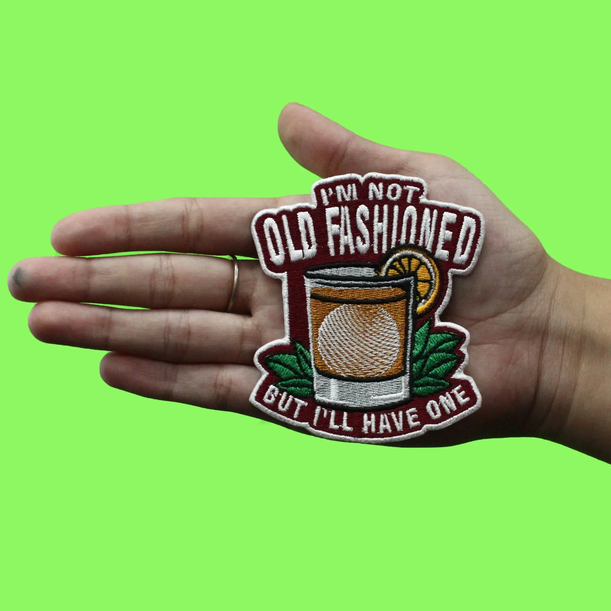 Old Fashioned Citrus Patch Liquor Beverage Embroidered Iron On - Image 2