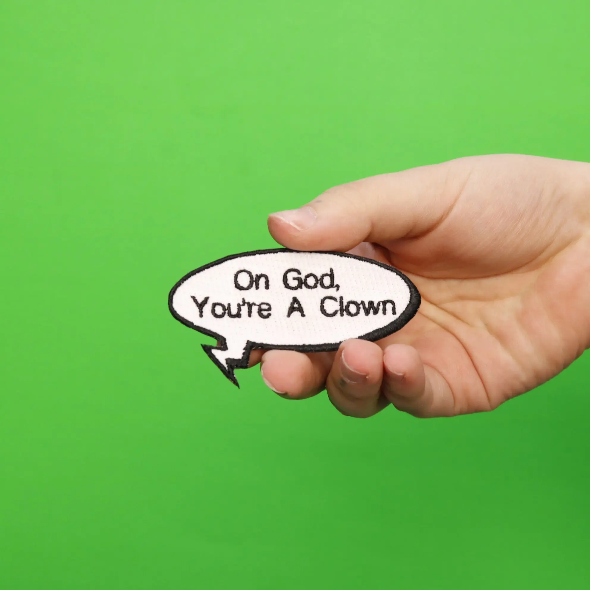 On God You're A Clown Word Bubble Embroidered Iron On Patch - Image 2