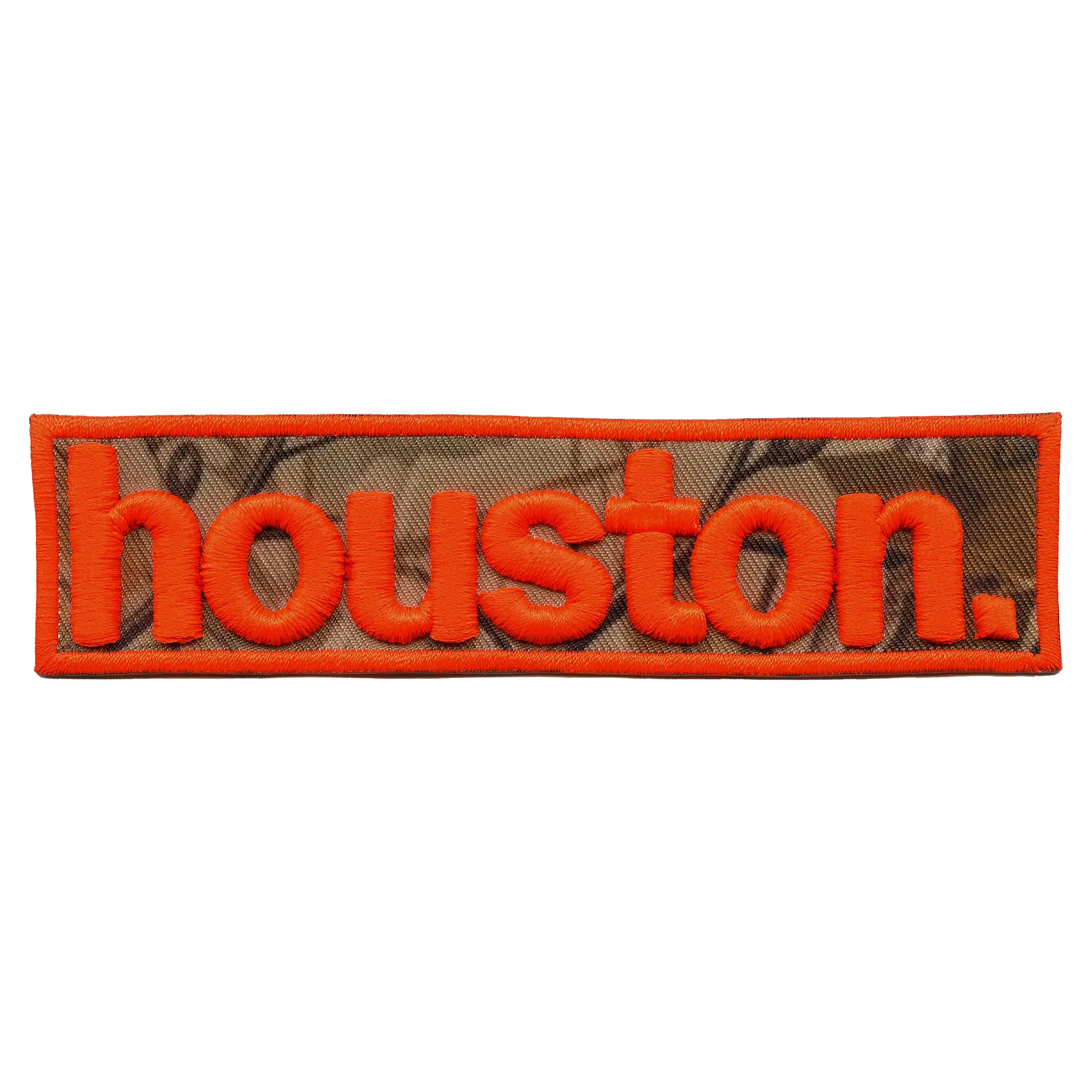 Orange Camo City Of Houston Texas Patch Puff Raised Box Logo Embroidered Iron On