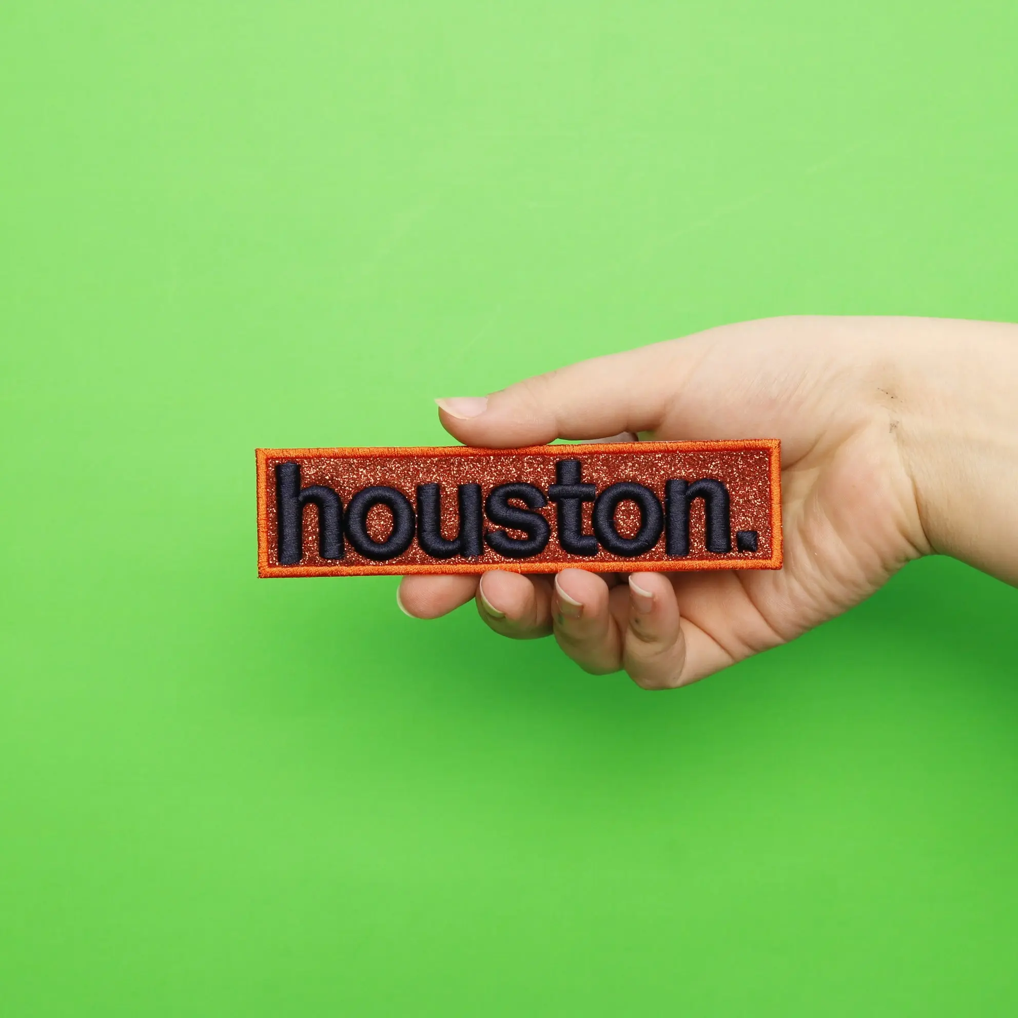 Orange City Of Houston Texas Puff Raised Glitter Box Logo Embroidered Iron on Patch - Image 2
