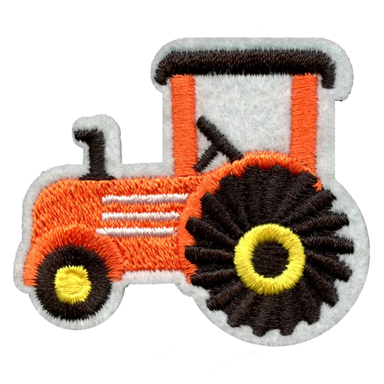 Orange Tractor Embroidered Iron On Patch