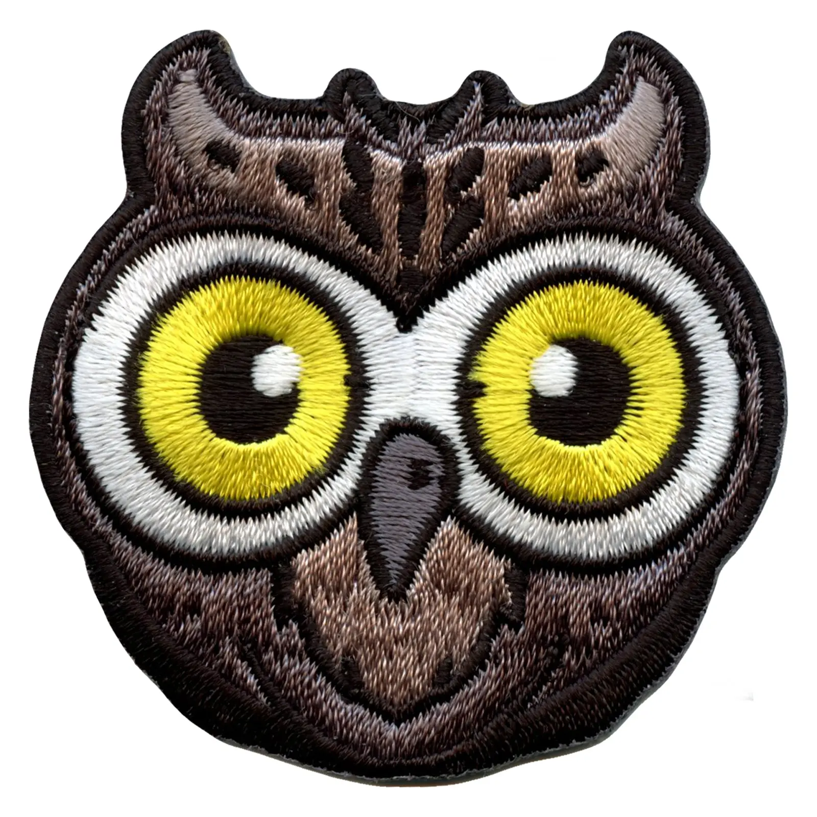 Owl Face With Big Eyes Embroidered Iron On Patch