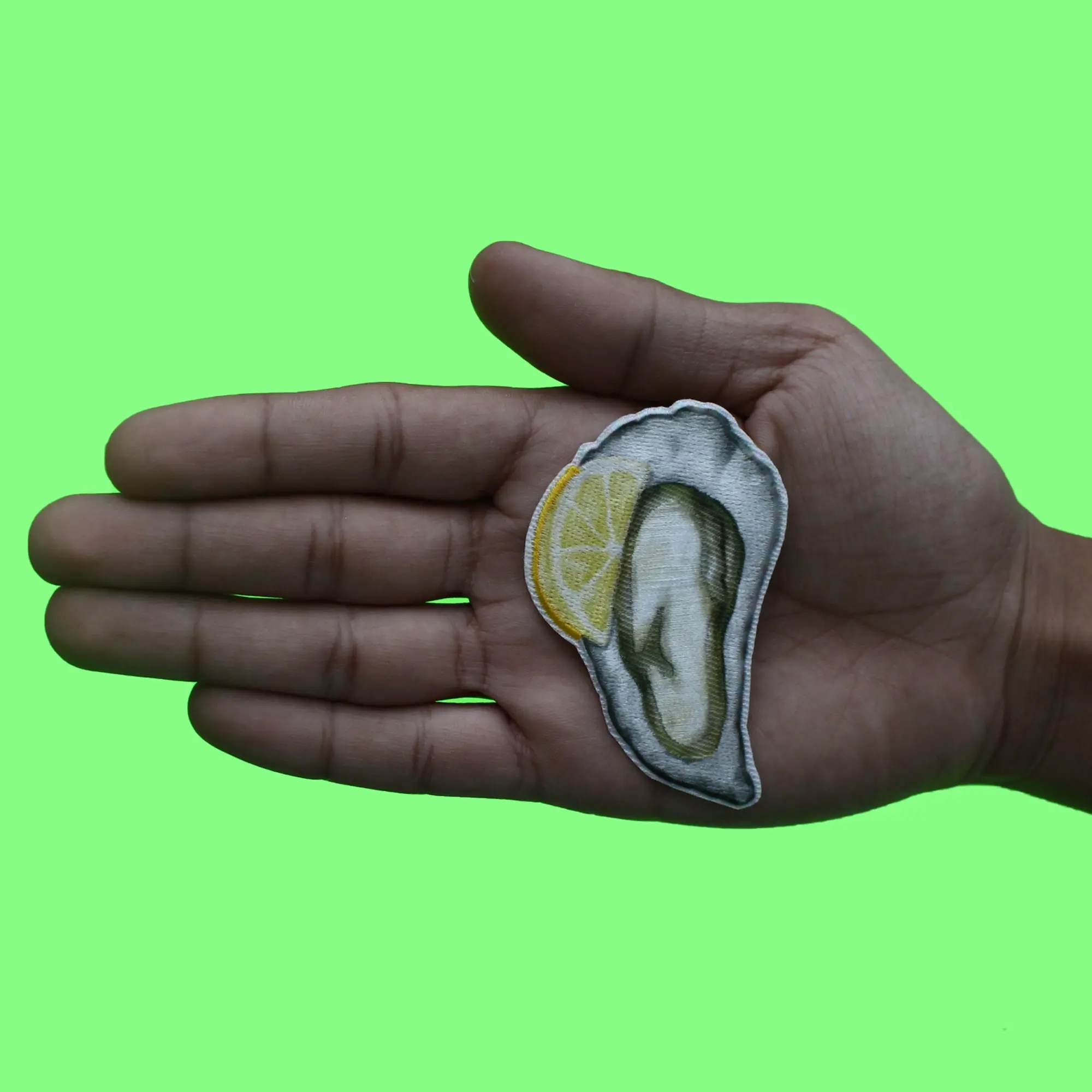 Oyster Lemon Seafood Patch Saltwater Marines Shellfish Sublimated Embroidered Iron On - Image 2