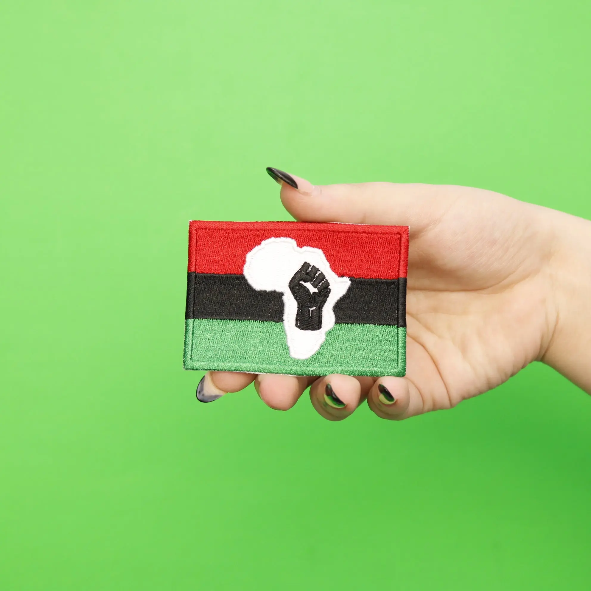 Pan-African Flag With Fist In Africa Embroidered Iron On Patch - Image 2
