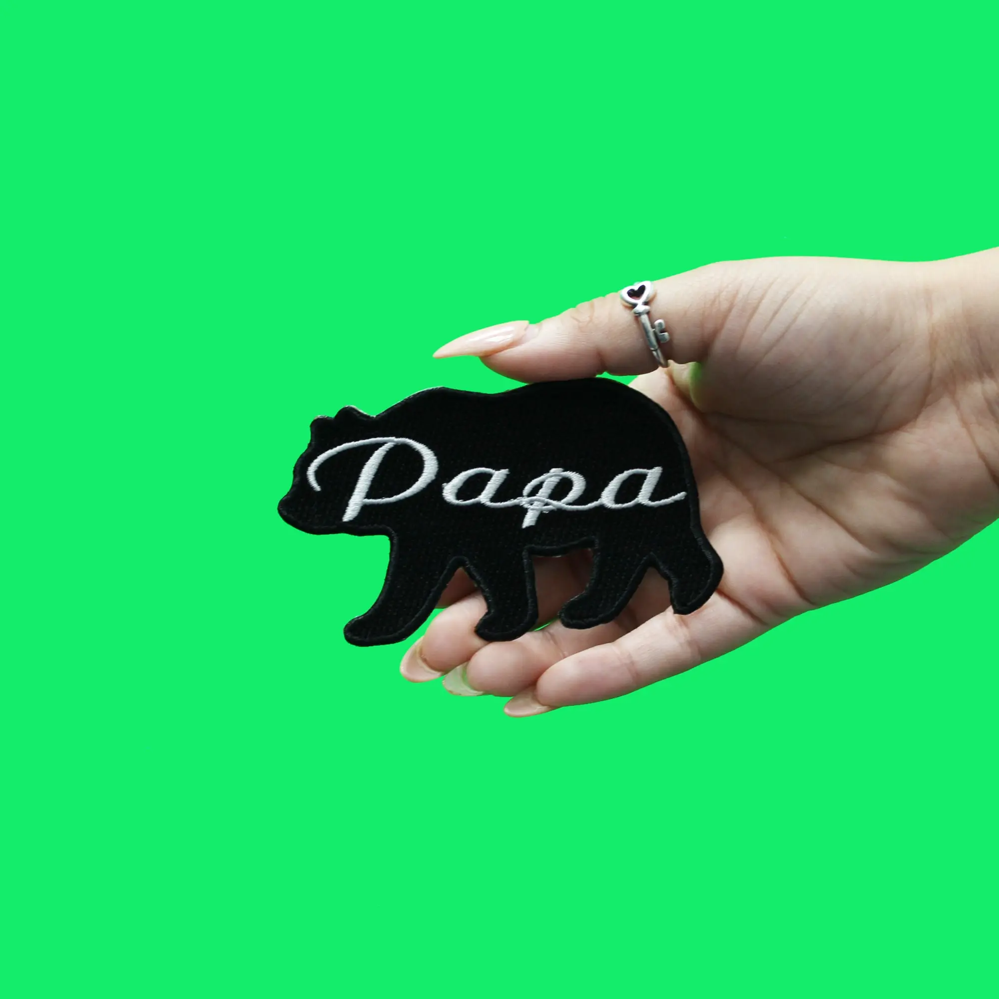 Papa Bear Patch Family Silhouette Embroidered Iron On - Image 2
