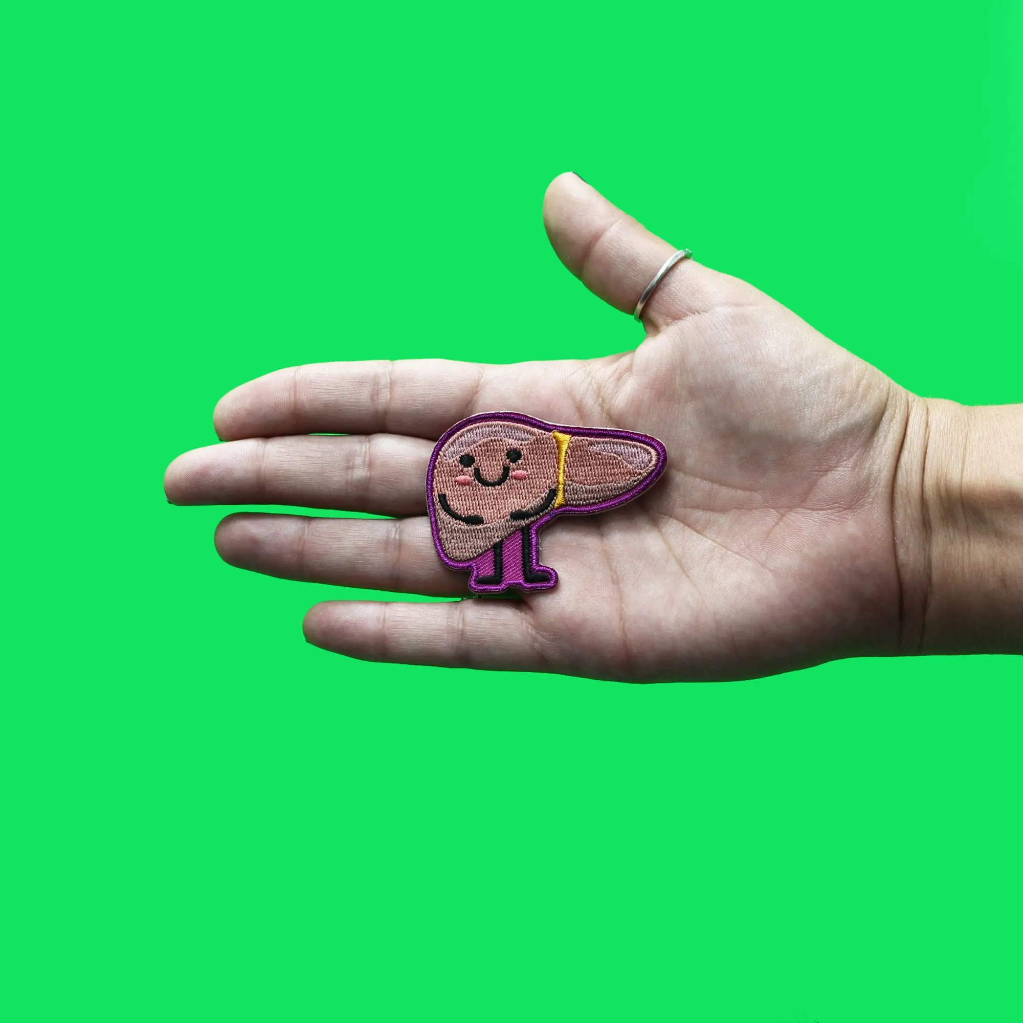 Happy Smiling Liver Patch Science Anatomy Health Embroidered Iron On - Image 2