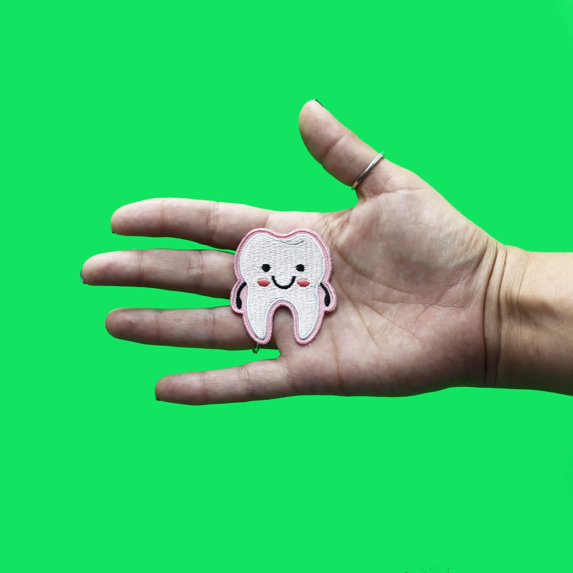 Happy Smiling Tooth Patch Science Anatomy Health Embroidered Iron On - Image 2
