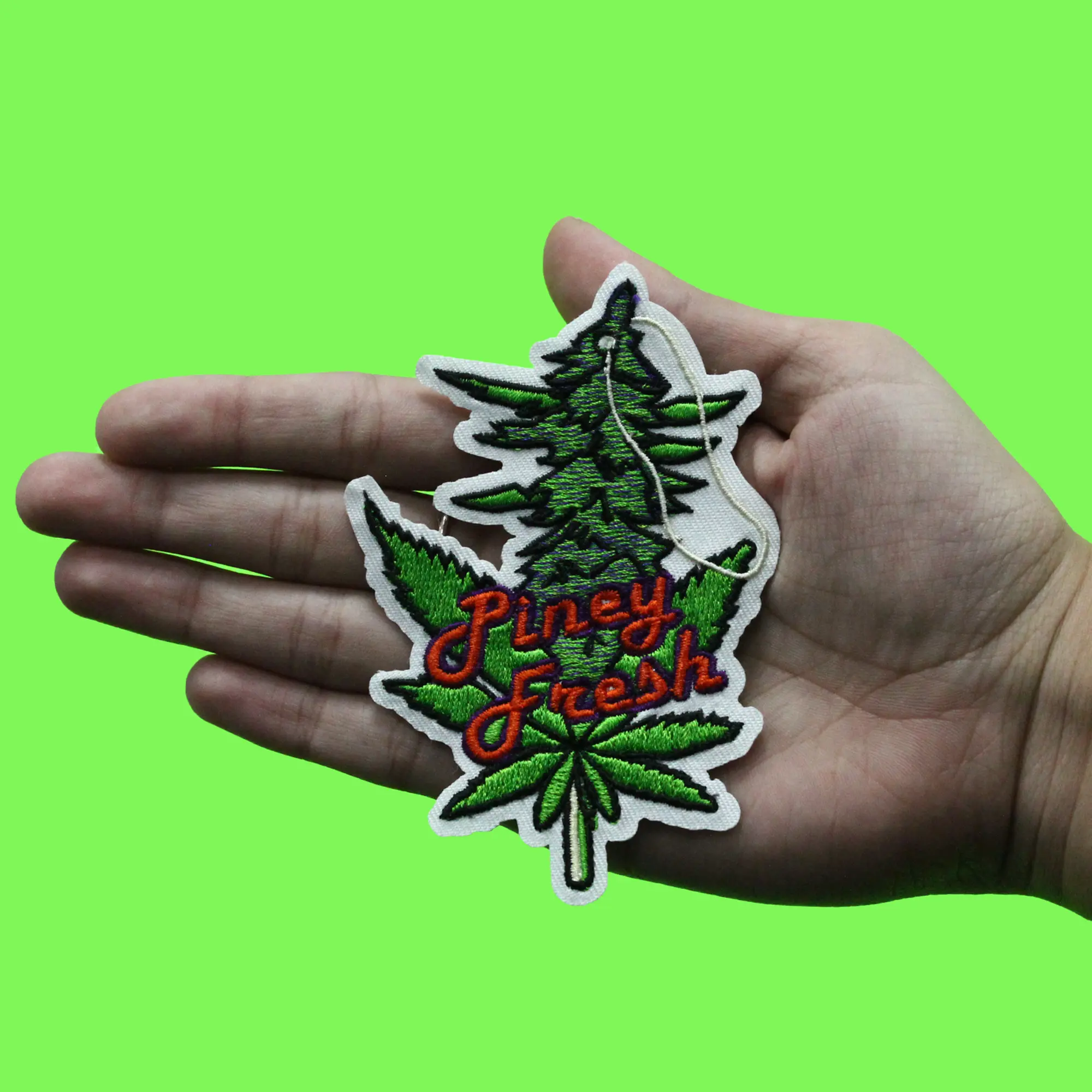 Piney Fresh Car Scent Patch Weed Cannabis Embroidered Iron On - Image 2