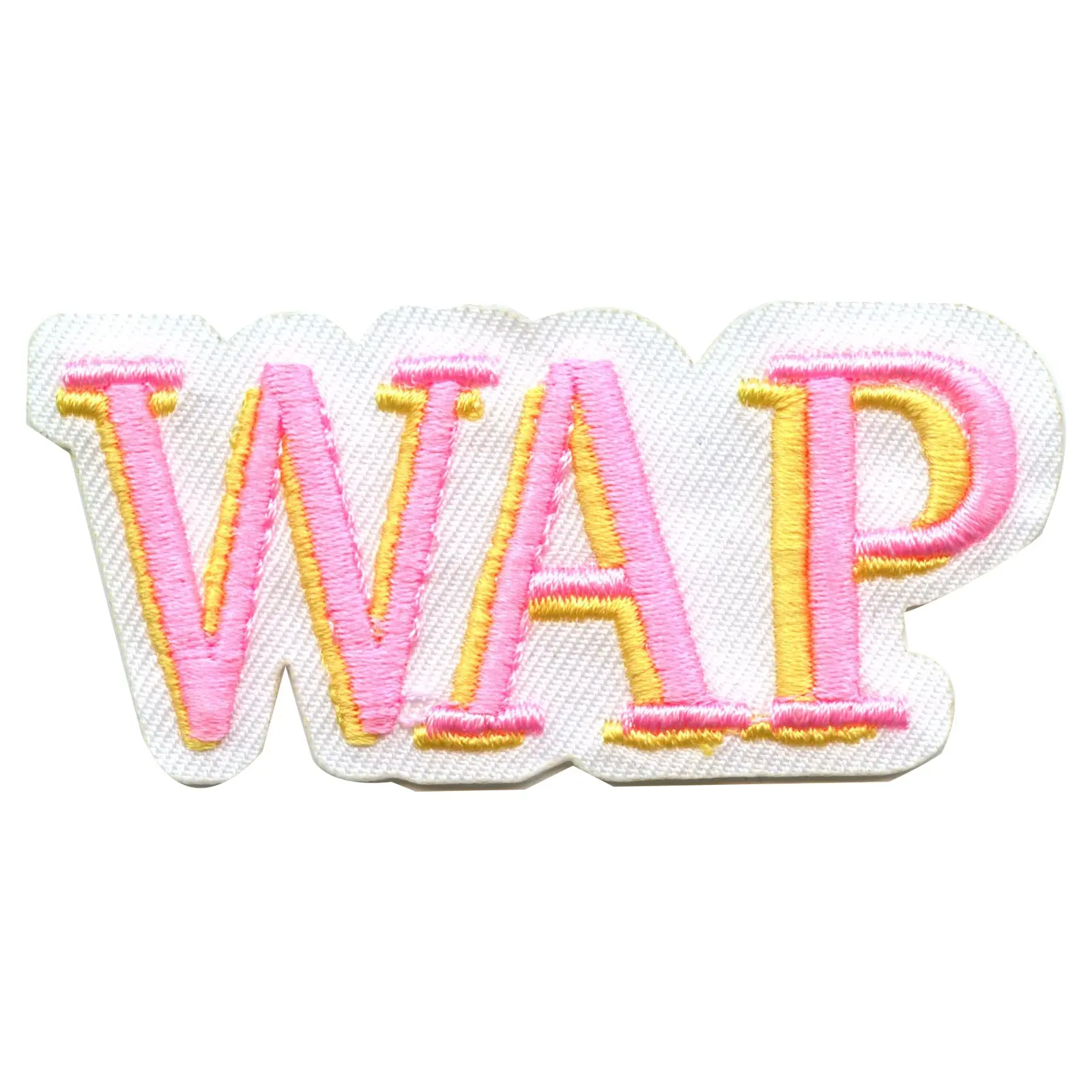 Pink And Yellow WAP Embroidered Iron On Patch