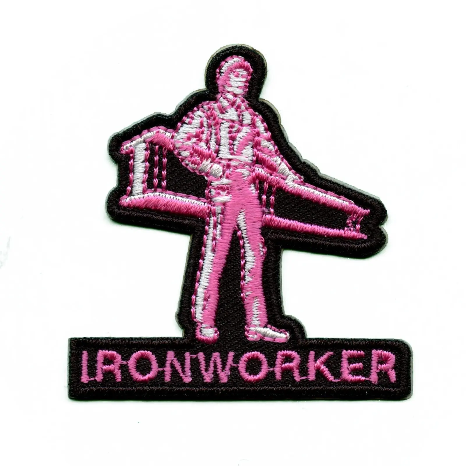 Pink Ironworker Logo Iron On Patch