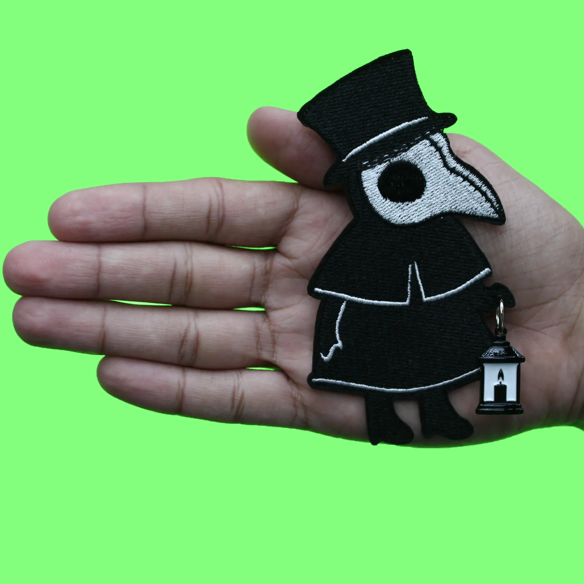 Plague Doctor Suit Patch Enamel Hanging Lamp Embroidered Iron On - Image 2