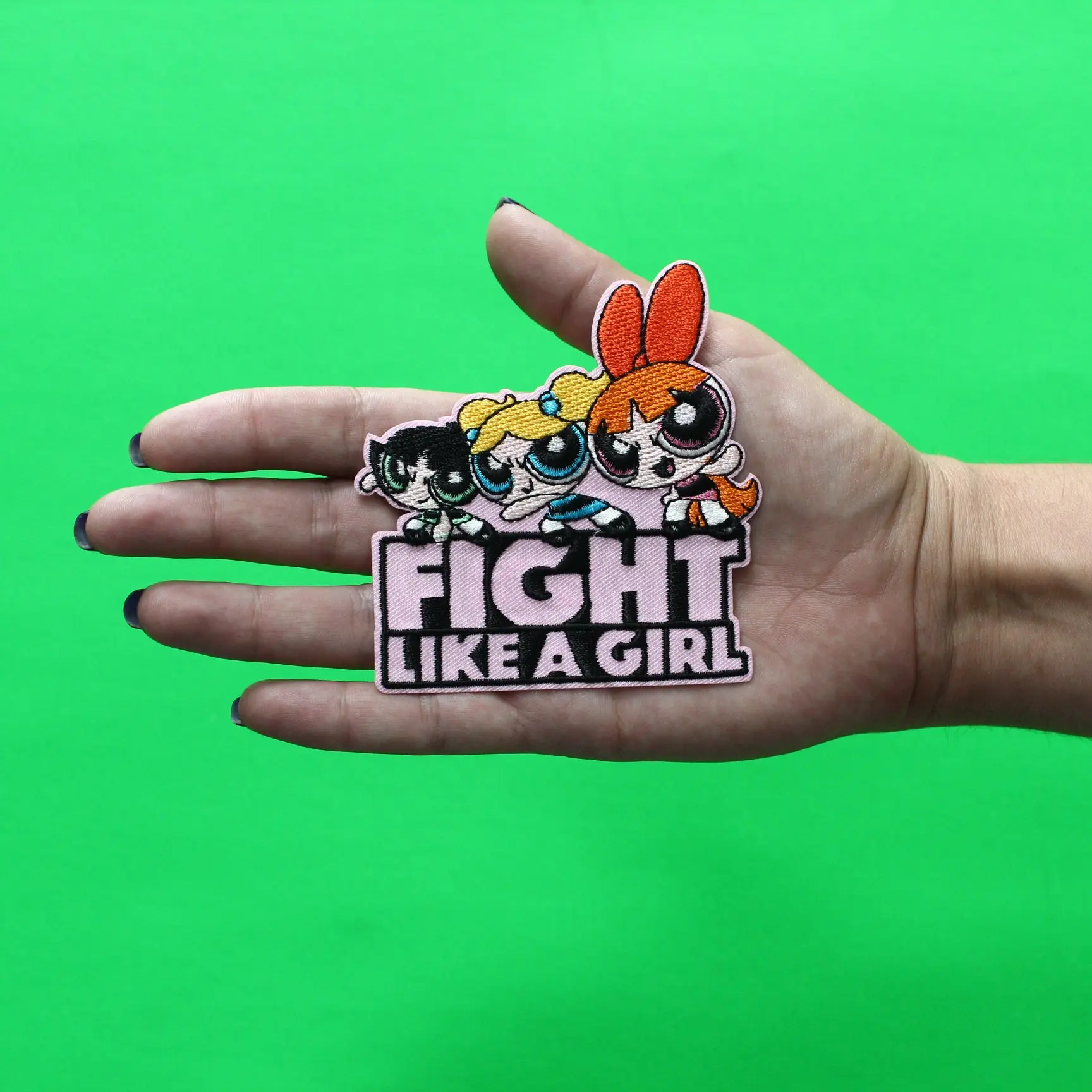 Powerpuff Girls Fight Like A Girl Patch Cartoon Network Animation Embroidered Iron On - Image 2
