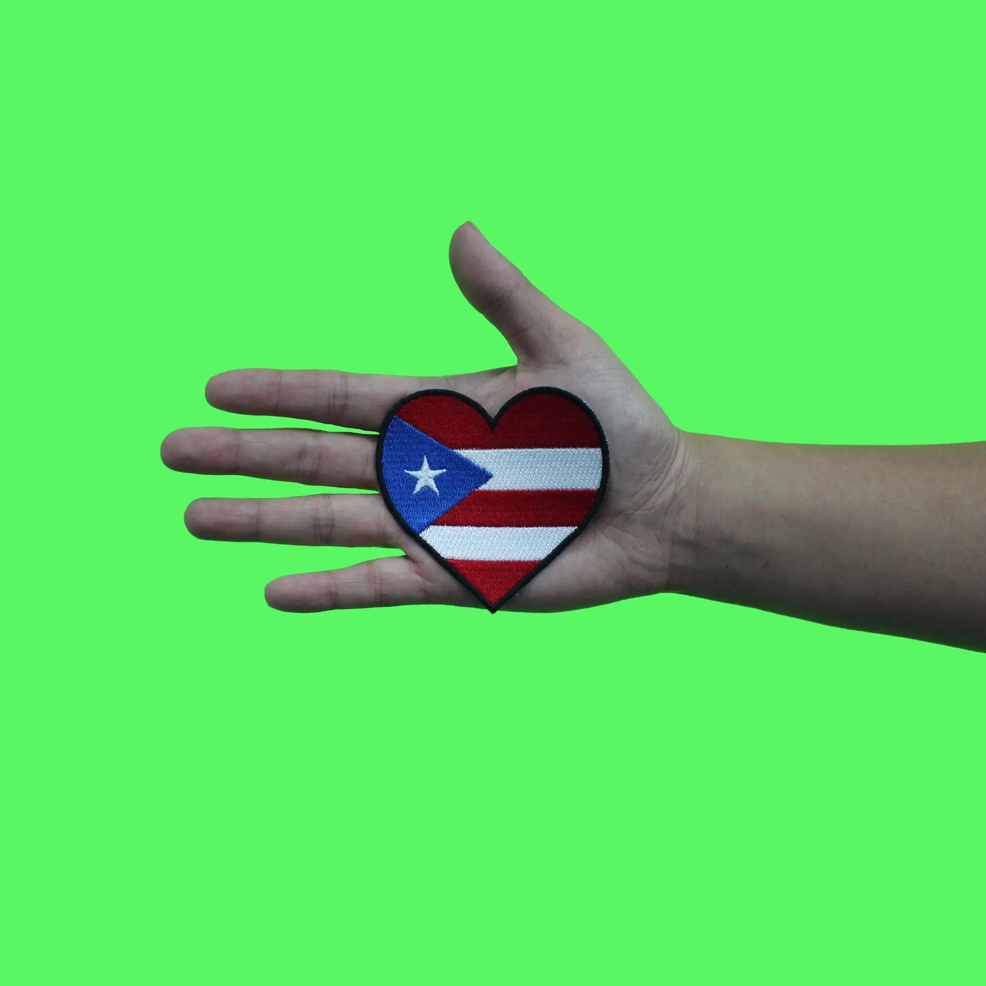 Puerto Rico Flag Patch Country Heart Hispanic Embroidered Iron On - Image 2