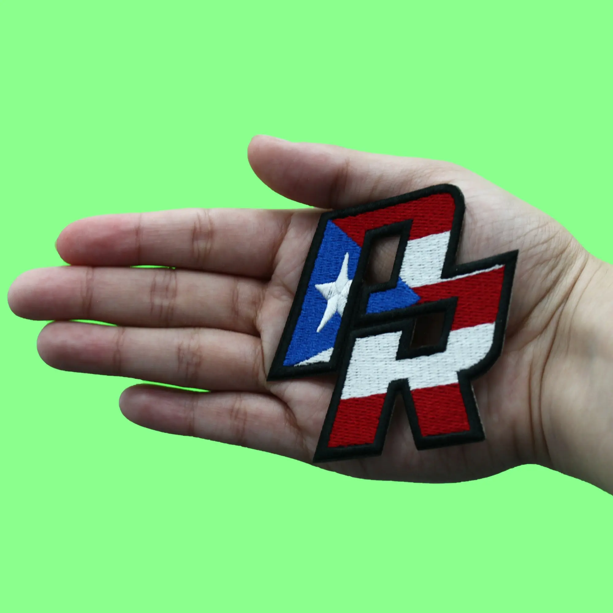 Puerto Rico Travel Patch Initial Flag Script Embroidered Iron On - Image 2