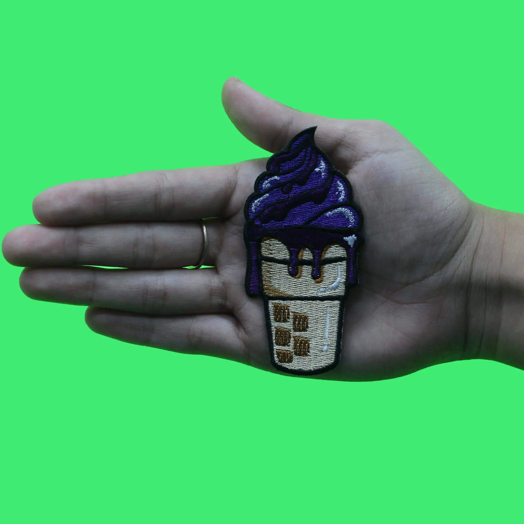 Purple Syrup Ice Cream Patch Double Cup Cone Embroidered Iron On - Image 2