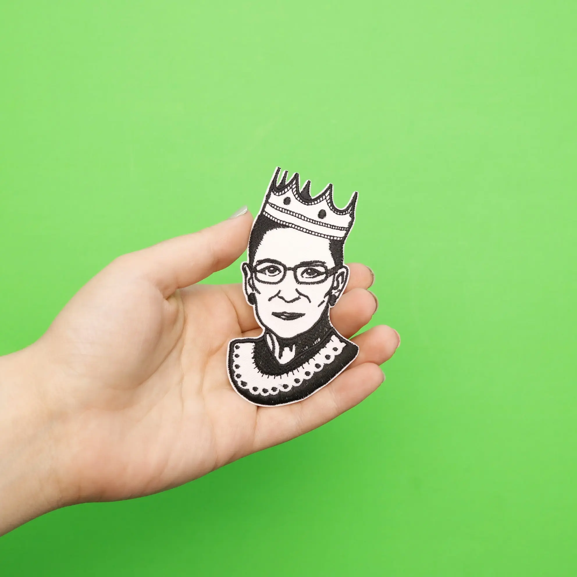 Ruth Bader Ginsburg Portrait With Crown Embroidered Iron On Patch - Image 2