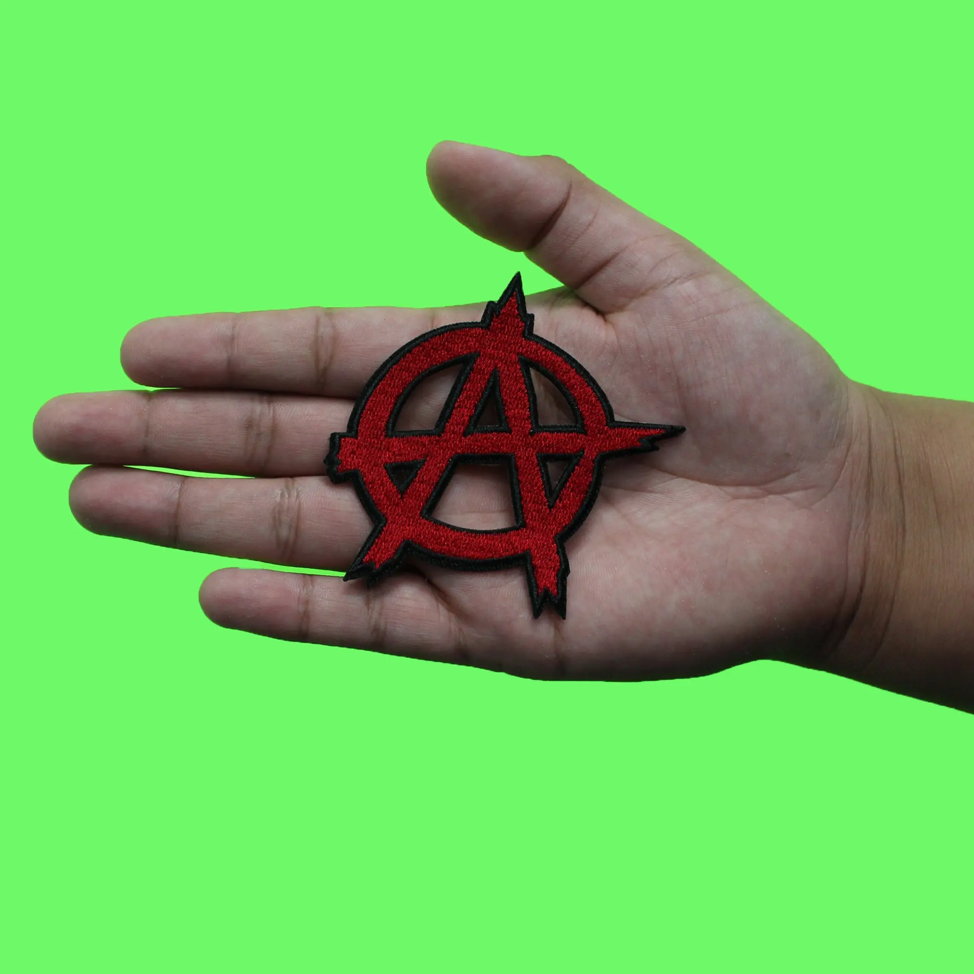 Red Anarchy Symbol Patch Rebel Alternative Protest Embroidered Iron On - Image 2