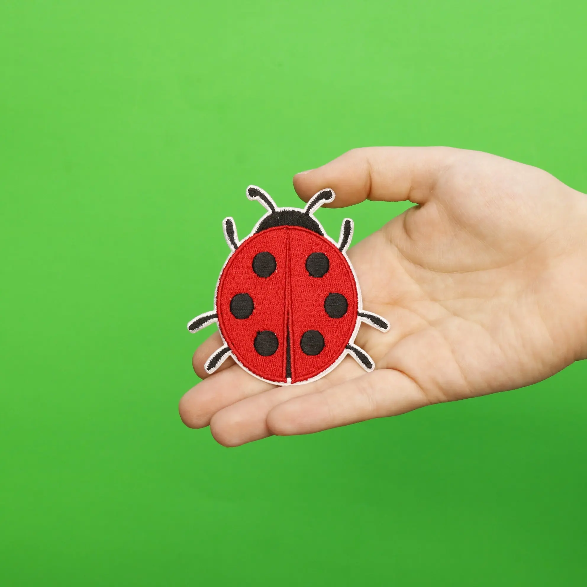 Red Ladybug Embroidered Iron On Patch - Image 2