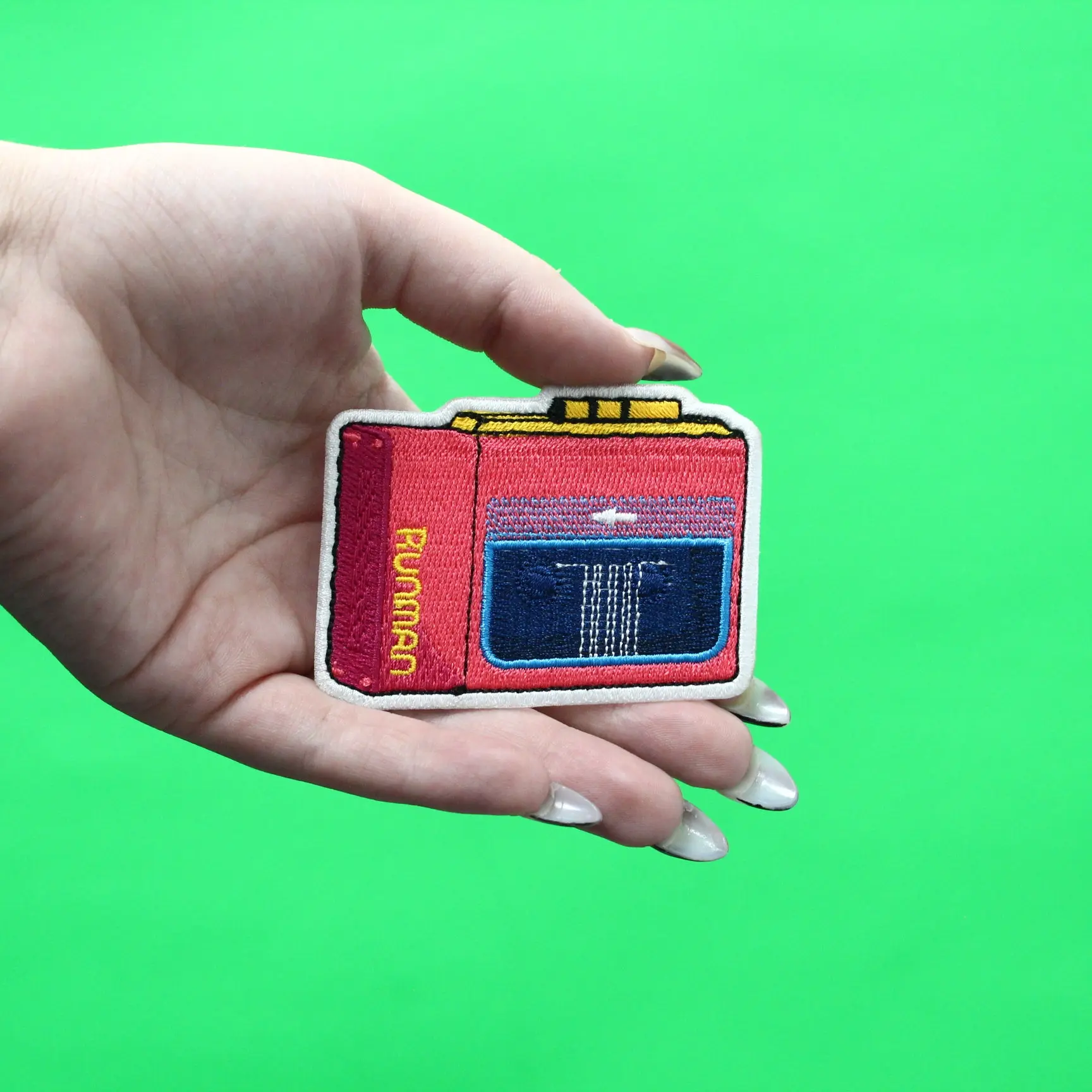 Retro Portable Cassette Player Patch Strange TV Radio Embroidered Iron On - Image 2