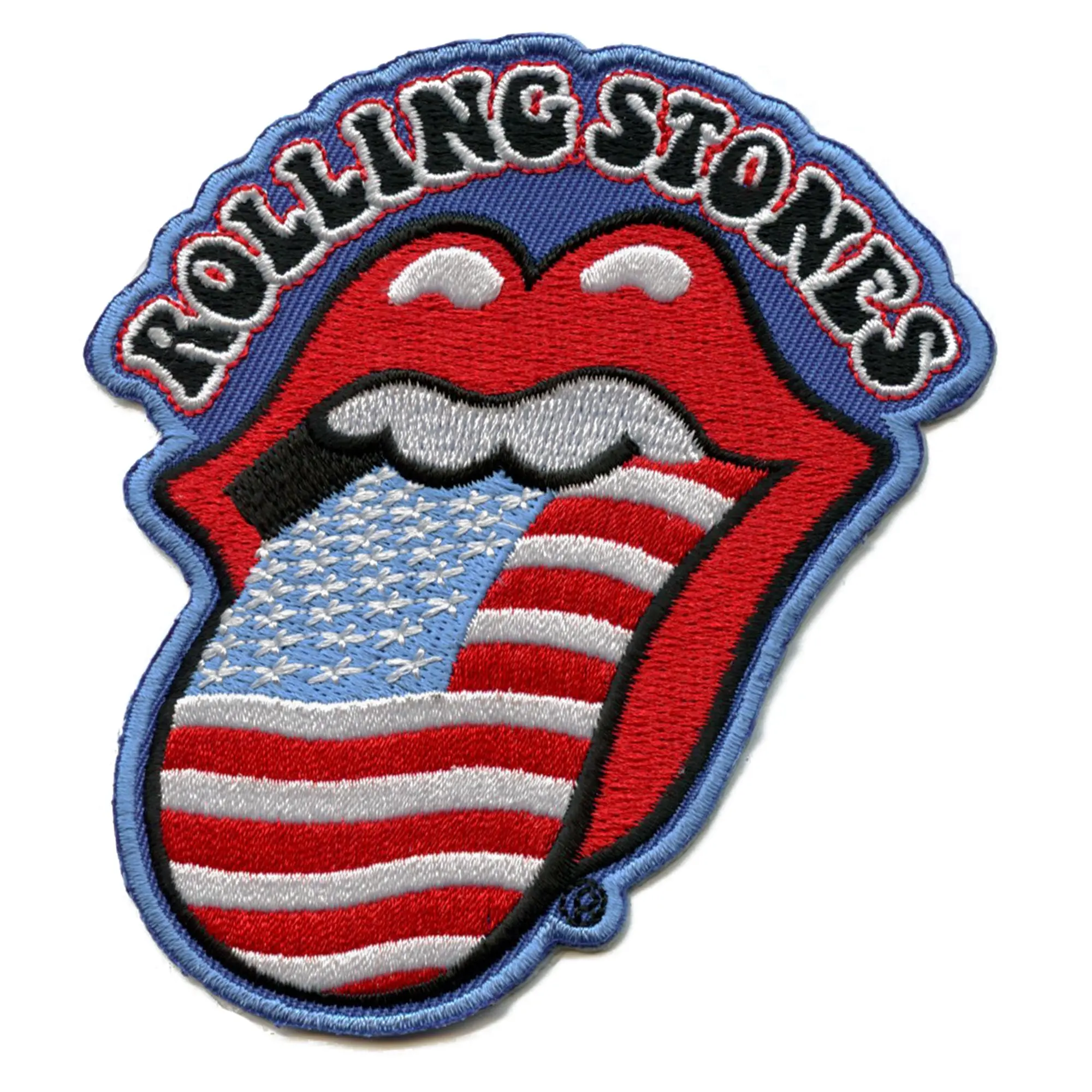 Rolling Stones Font Patch US Flag Mick Jagger Embroidered Iron On
