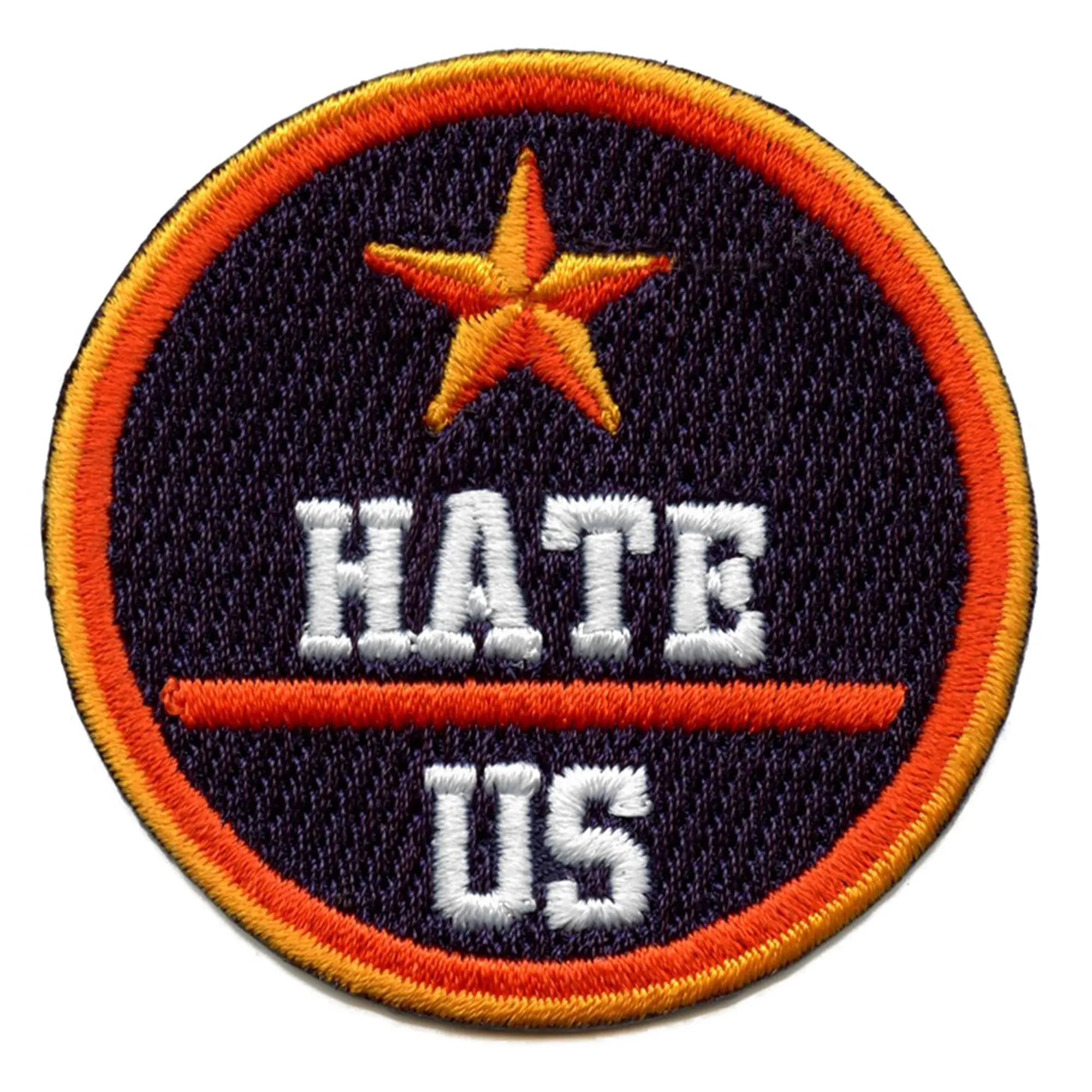 Houston Round H-Town Hate Us Patch Parody Embroidered Iron On